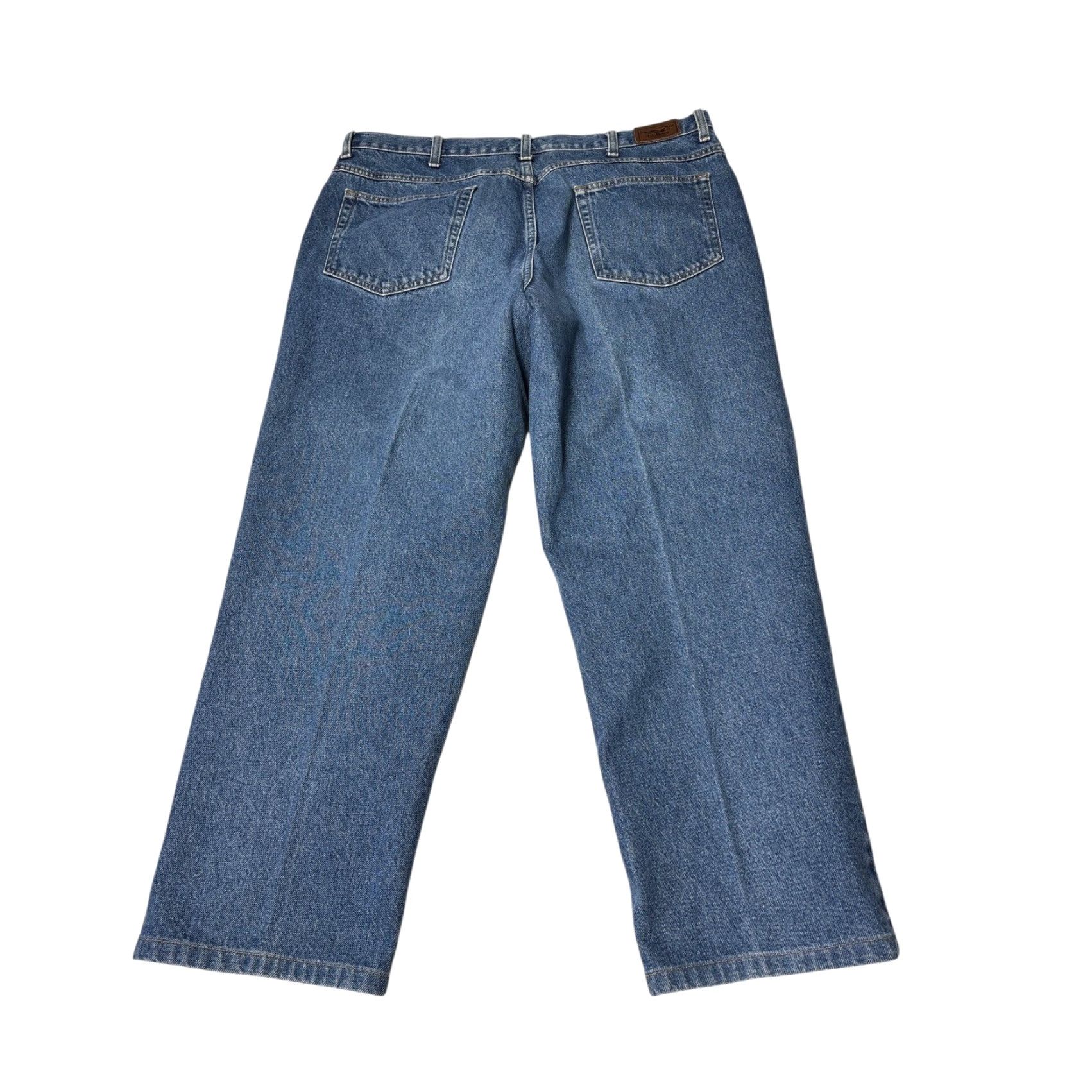 Vintage LL Bean Natural Fit Mens Jeans 40x28 Blue 100% Cotton Denim Straight Relaxed Five-Pocket Zip Button Closure Leather Patch Mens Size US 40 / EU 56 - 7 Thumbnail