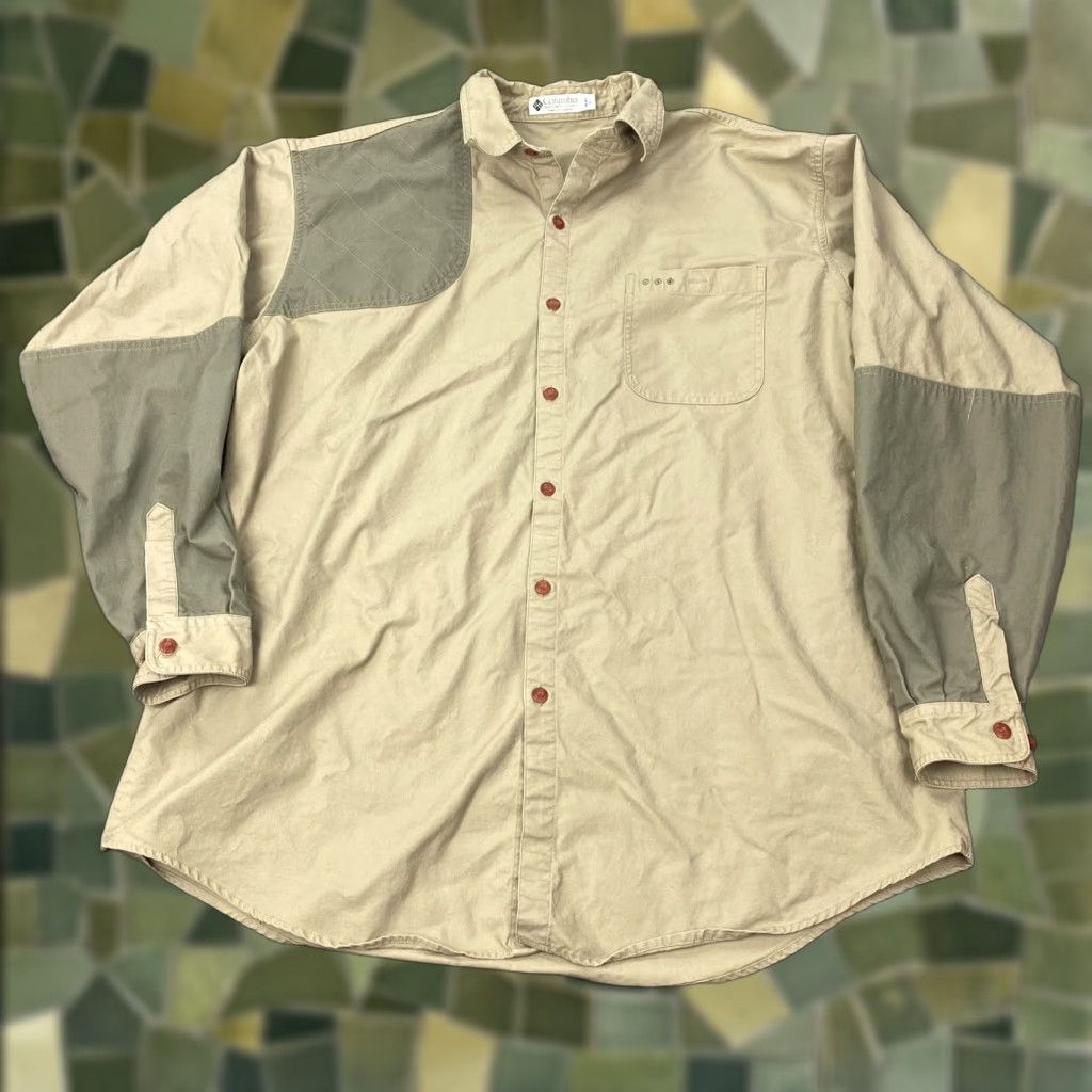 Olive VINTAGE Columbia Shirt Mens XL Tan Olive Quilted Shooting Shoulder Hunting Size US XL / EU 56 / 4 - 1 Thumbnail