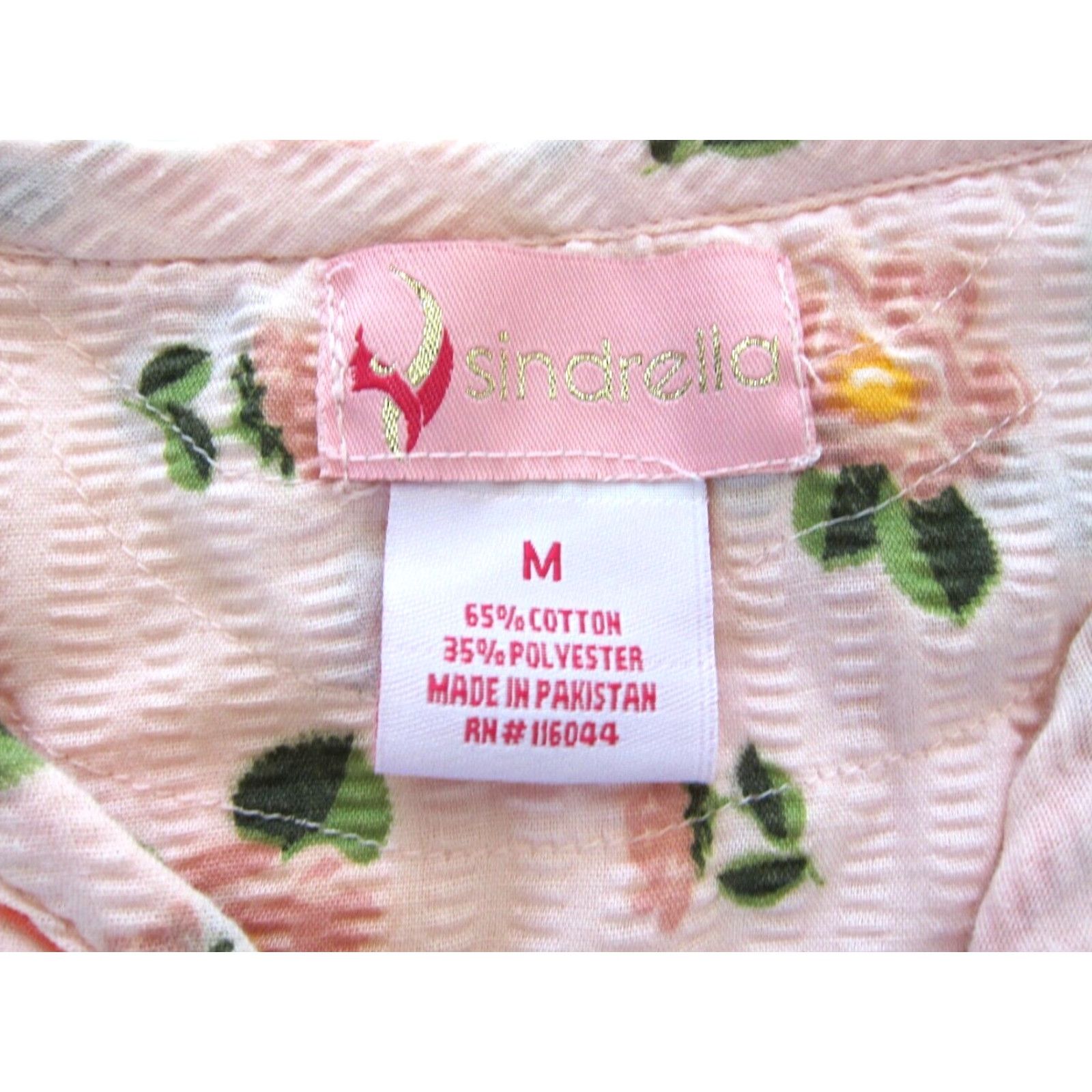 Pinko VINTAGE Sindrella Cotton Pink Green Floral Button Down Pocket Nightgown House Dress M Size M / US 6-8 / IT 42-44 - 4 Thumbnail