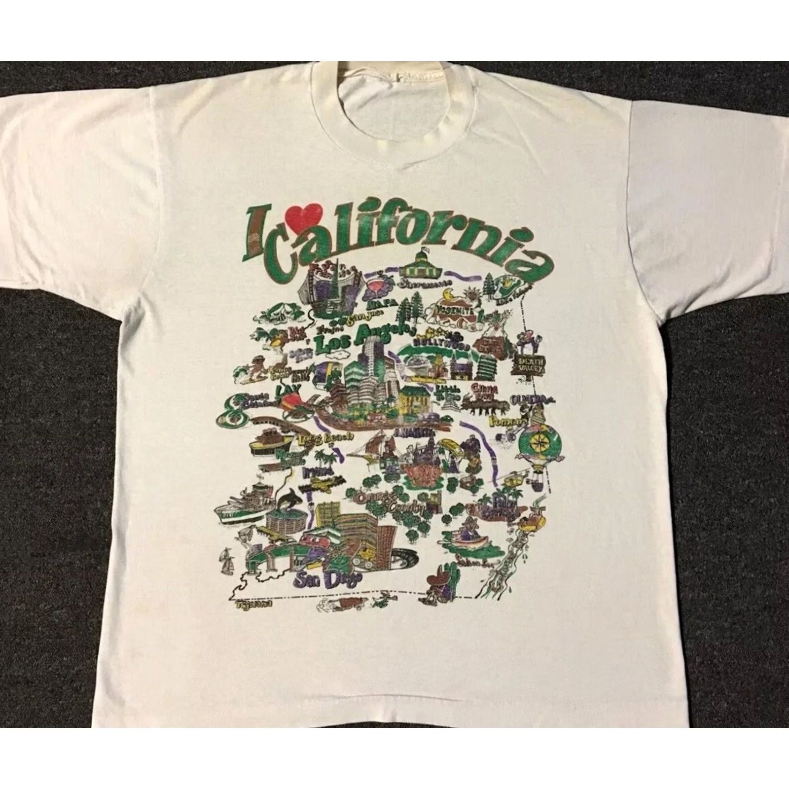 Vintage VINTAGE I Love California Faded Distress Shirt S White Mens 90s 80s Band Graphic Grunge Surf USA Beach Cartoon 80s Distressed Single Stitch T-Shirt Size US S / EU 44-46 / 1 - 2 Thumbnail