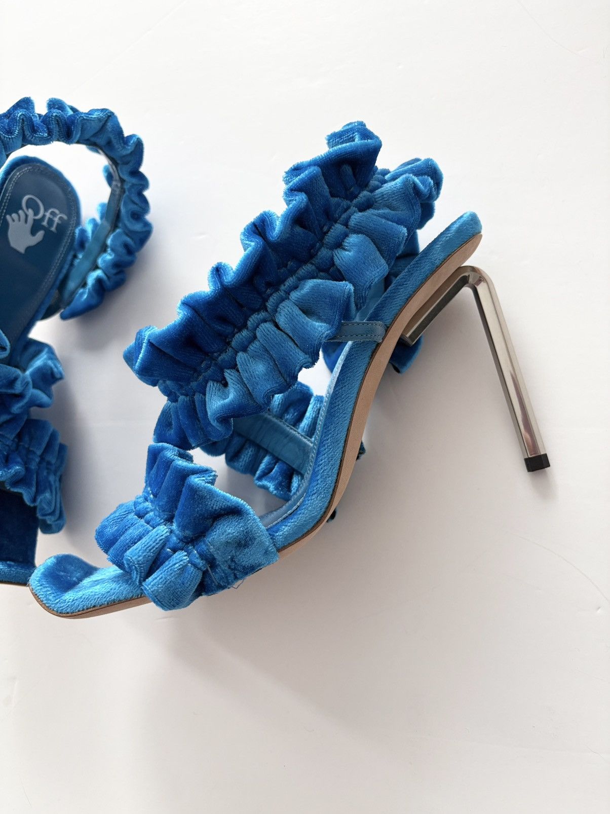 Off-White Off White Allen Curtain velvet ruffle sandals Size US 6 / IT 36 - 7 Thumbnail