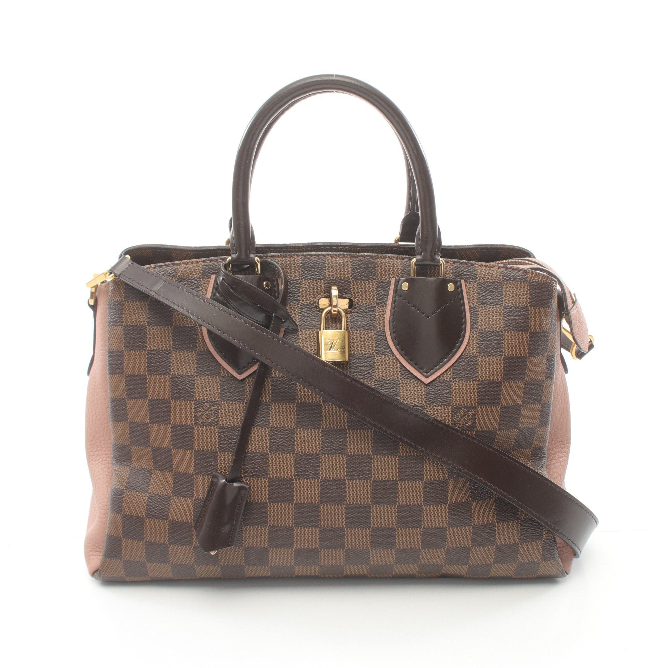 Louis Vuitton Normandy Damier Ebene Magnolia Handbag Leather Brown Pink