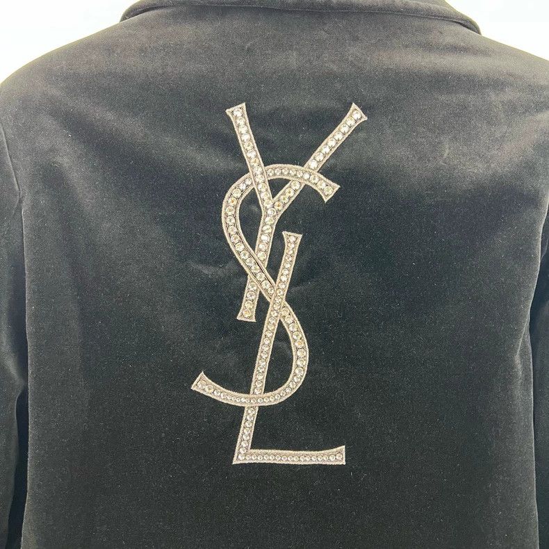 Saint Laurent Paris Saint Laurent ParisBlack rhinestone letter logo velvet qui Size ONE SIZE - 8 Thumbnail
