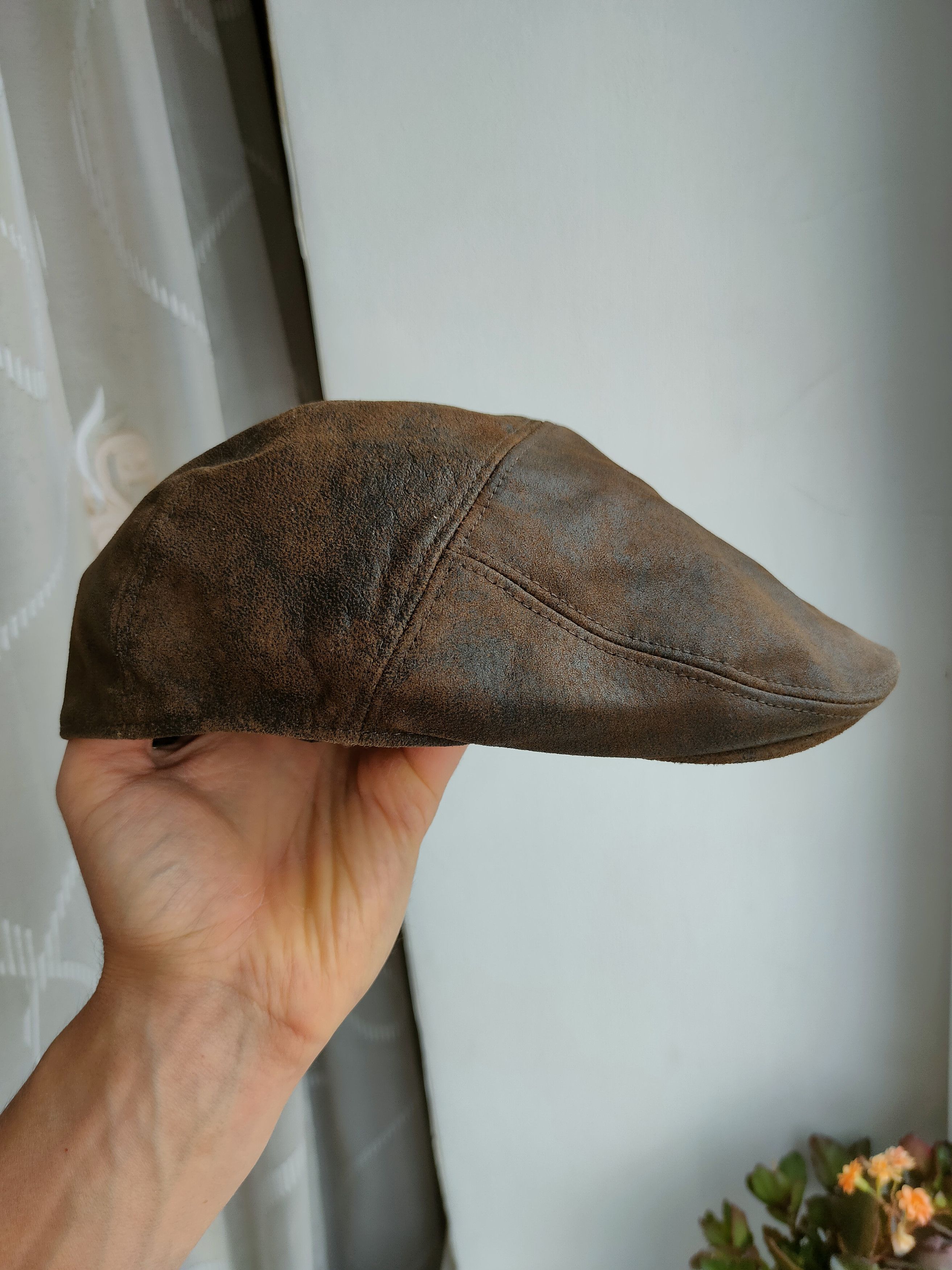 Genuine Leather Eureka Stokade vintage leather cap hat cartouche flat cap Size ONE SIZE - 1 Thumbnail