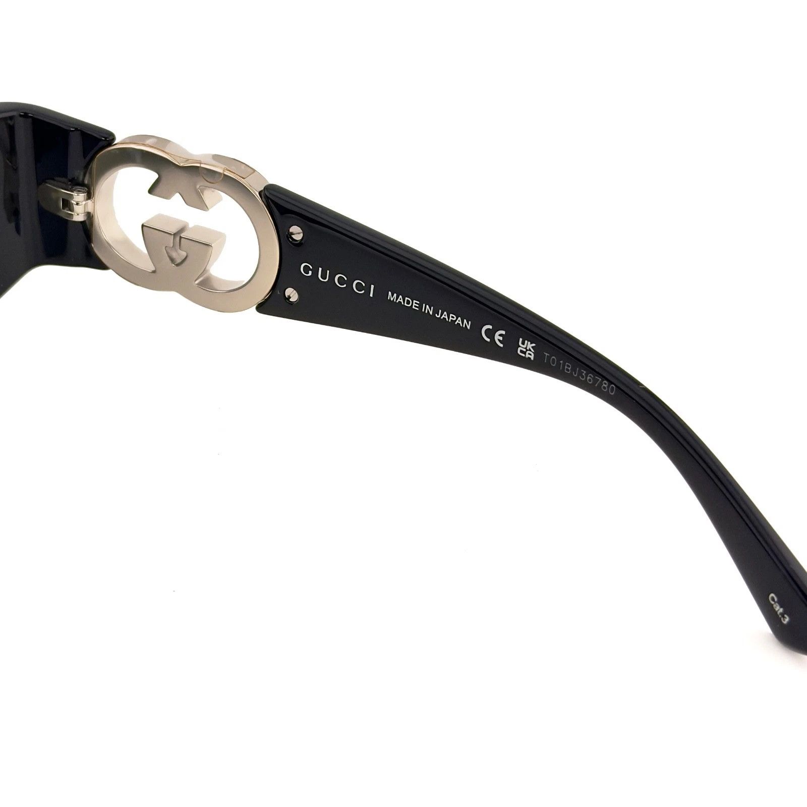 Gucci GUCCI GG1824S Black Cat Mask 1824 Silver Logo Sunglasses 001 Size ONE SIZE - 3 Thumbnail