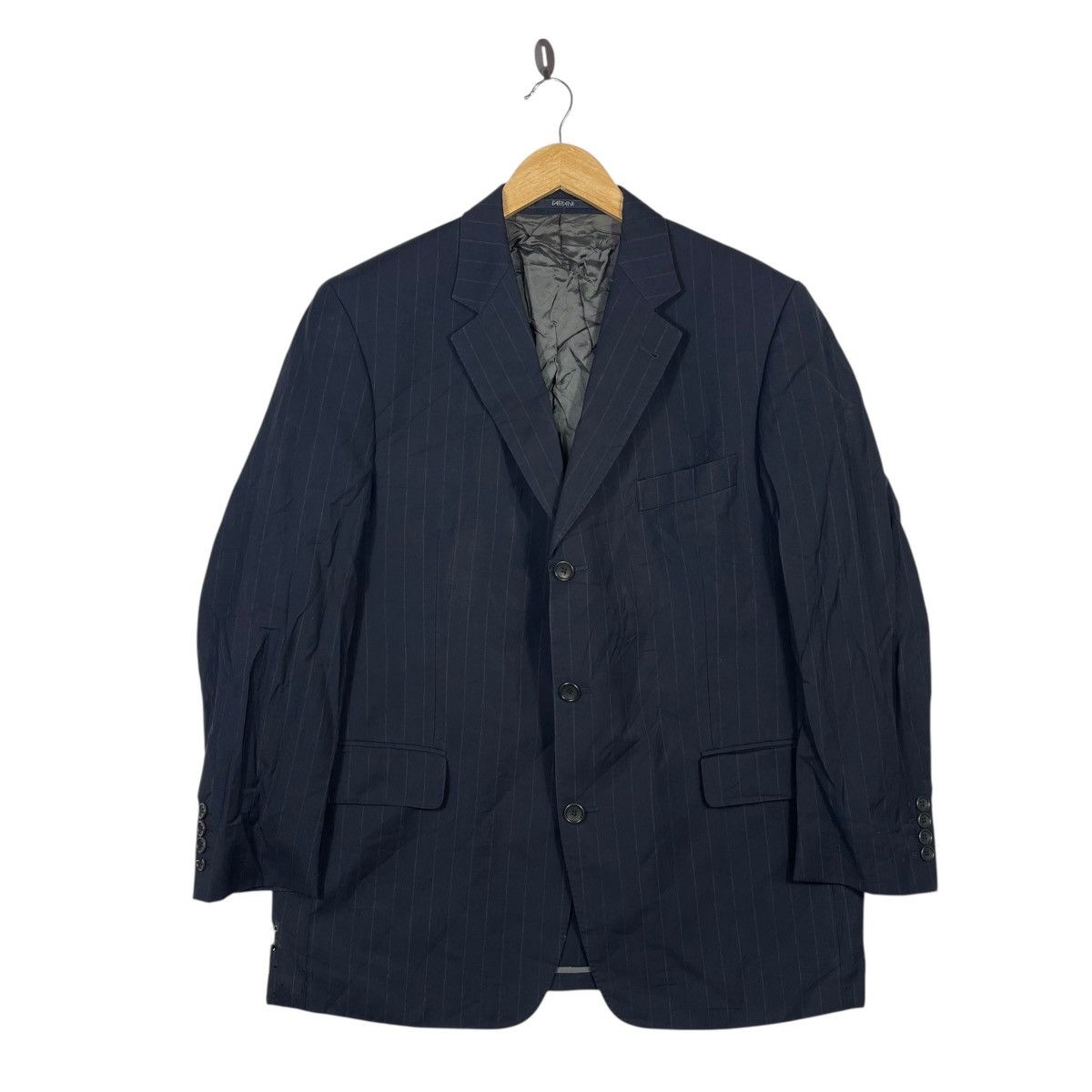 Vintage Vintage Farlani Pinstripe Wool Blazer Jacket Navy Size 40R - 1 Thumbnail