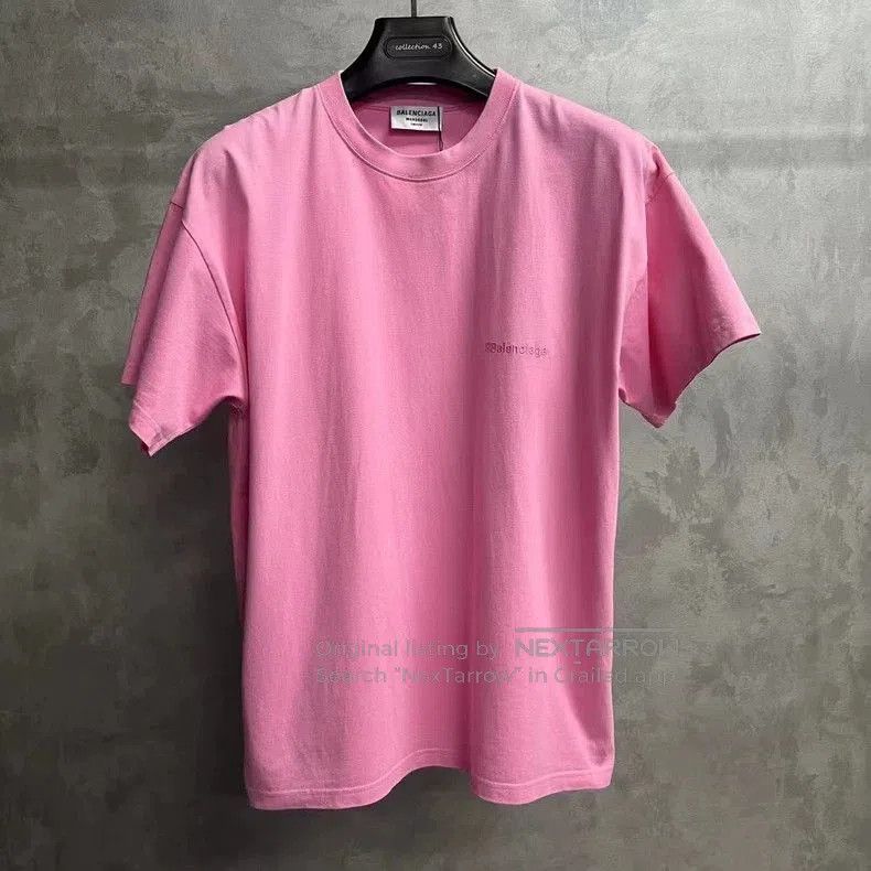 Balenciaga Balenciaga Pink Embroidered Logo T-shirt. Size US M / EU 48-50 / 2 - 1 Thumbnail