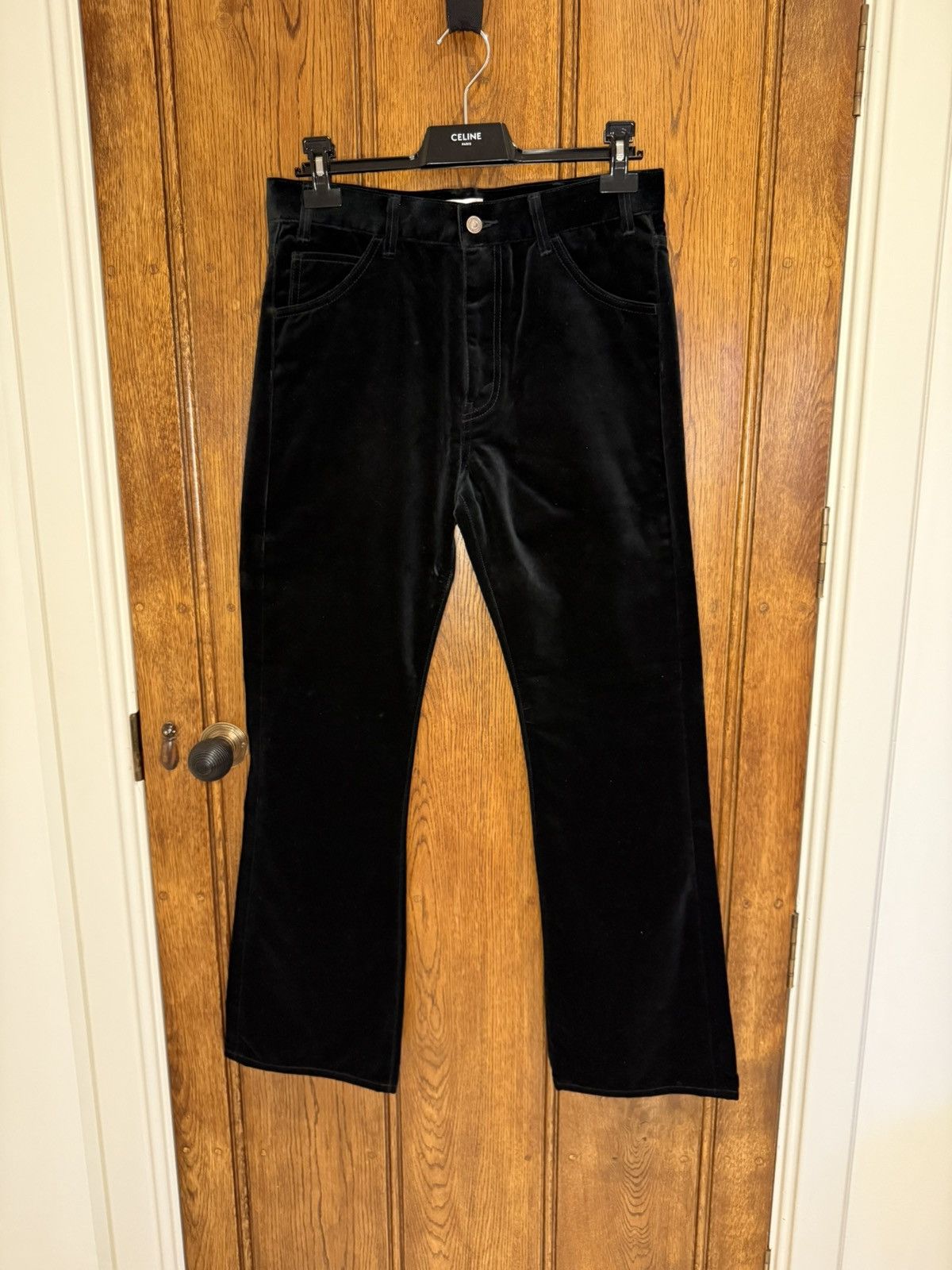 Celine Holy Grail FW20 Celine dylan velvet black flared jeans 31 Size US 31 - 2 Thumbnail