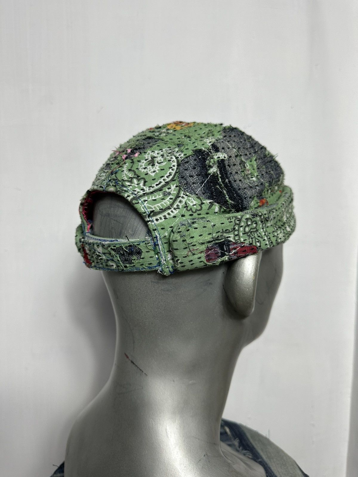 Handmade Custom Distressed Paisley Patchwork Boro Brimless Fisherman Size ONE SIZE - 10 Thumbnail