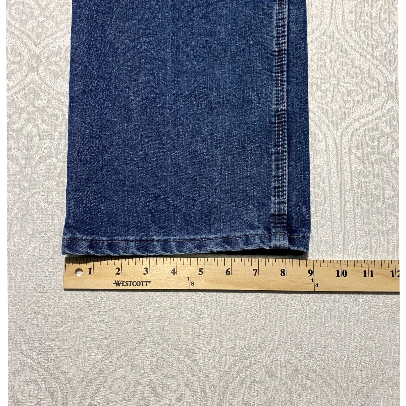 Wrangler Wrangler Jeans Carpenter 34x30 Blue Medium Wash Denim Relaxed Fit Utility Pockets Logo Men Regular Inseam 30 Cargo Pocket Workwear Size US 34 / EU 50 - 6 Thumbnail