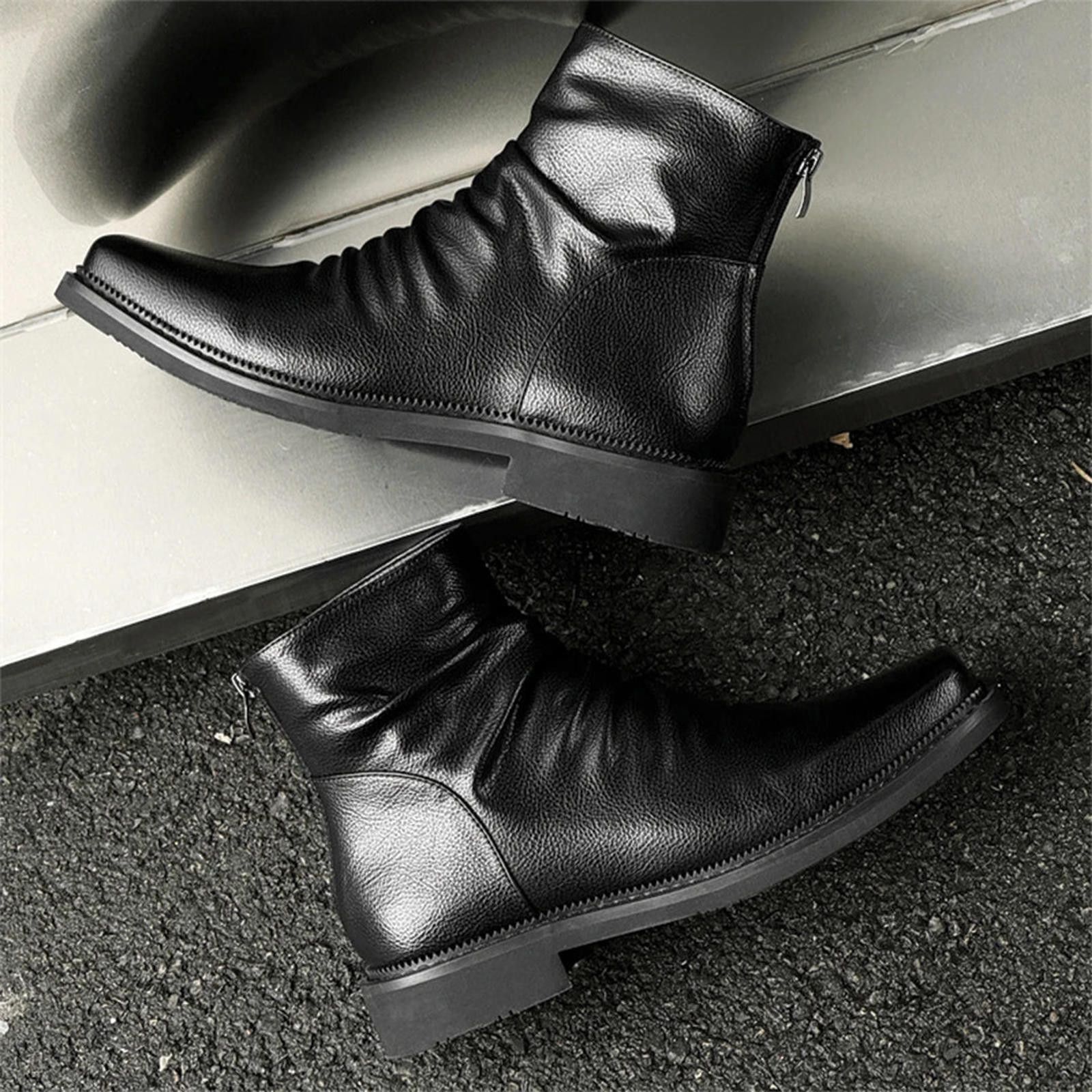 Other Pleated Leather Ankle Boots Size US 8 / EU 41 - 7 Thumbnail