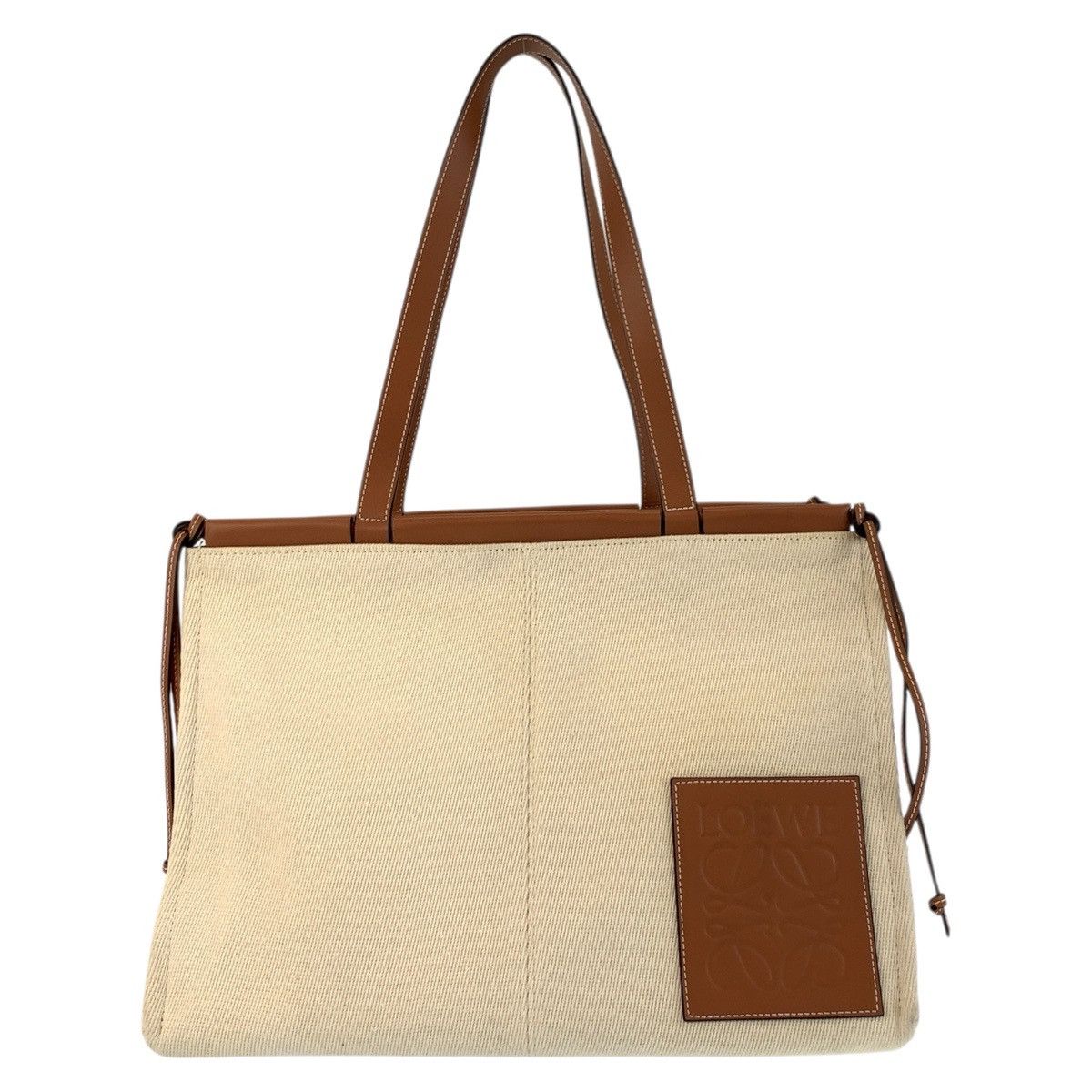 Loewe Loewe Cushion Tote Canvas/leather 2Way Bag Canvas Shoulder Bag in Beige, Women's