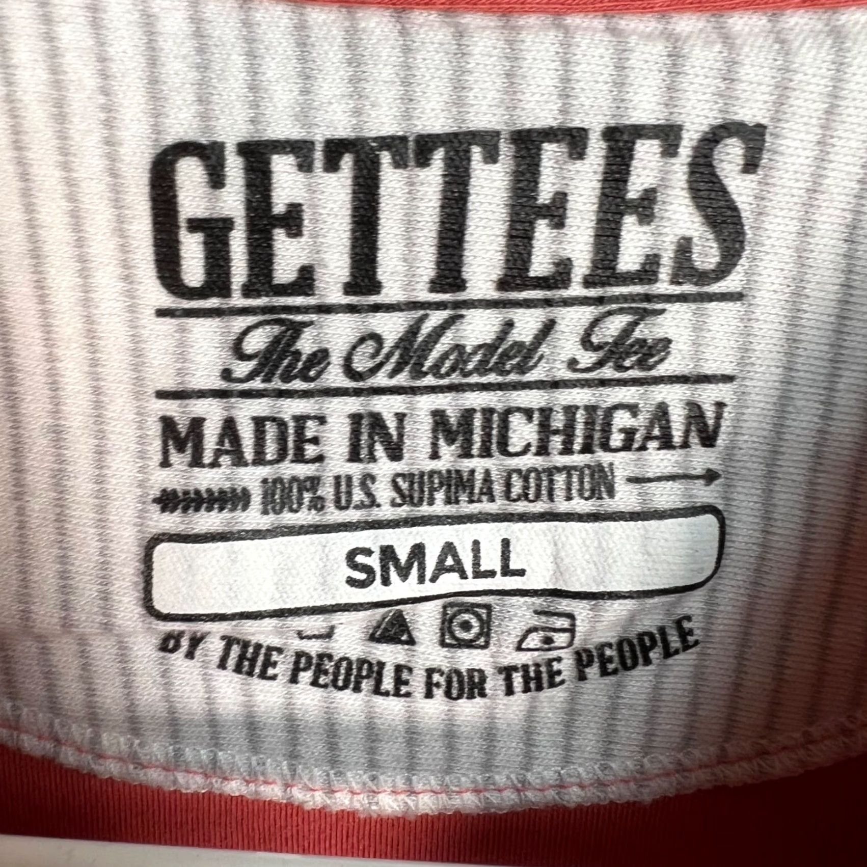 Vintage Gettees Mens Small Coral Red Crewneck Short Sleeve Supima Cotton T Shirt Size US S / EU 44-46 / 1 - 3 Thumbnail