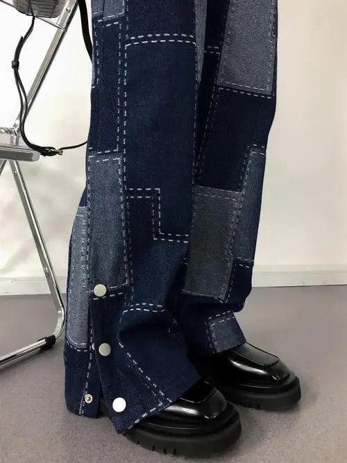 Other Vintage Patchwork Plaid Baggy Jeans Size 32" / US 10 / IT 46 - 1 Thumbnail