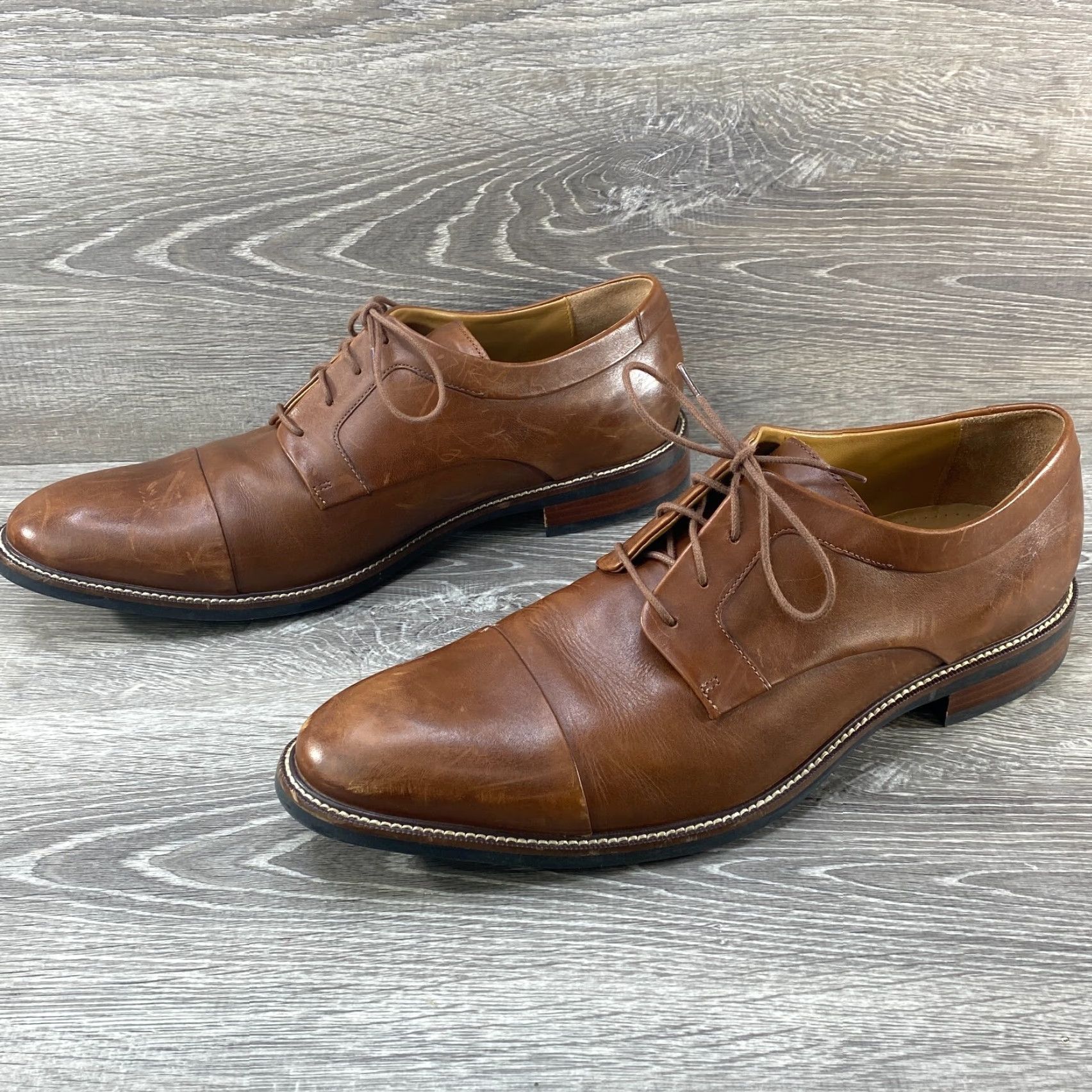 Cole Haan Cole Haan Grand.Os Mens Size 14 M Oxford Cap Toe Brown Leather Dress Shoes C20153 Size ONE SIZE - 5 Thumbnail