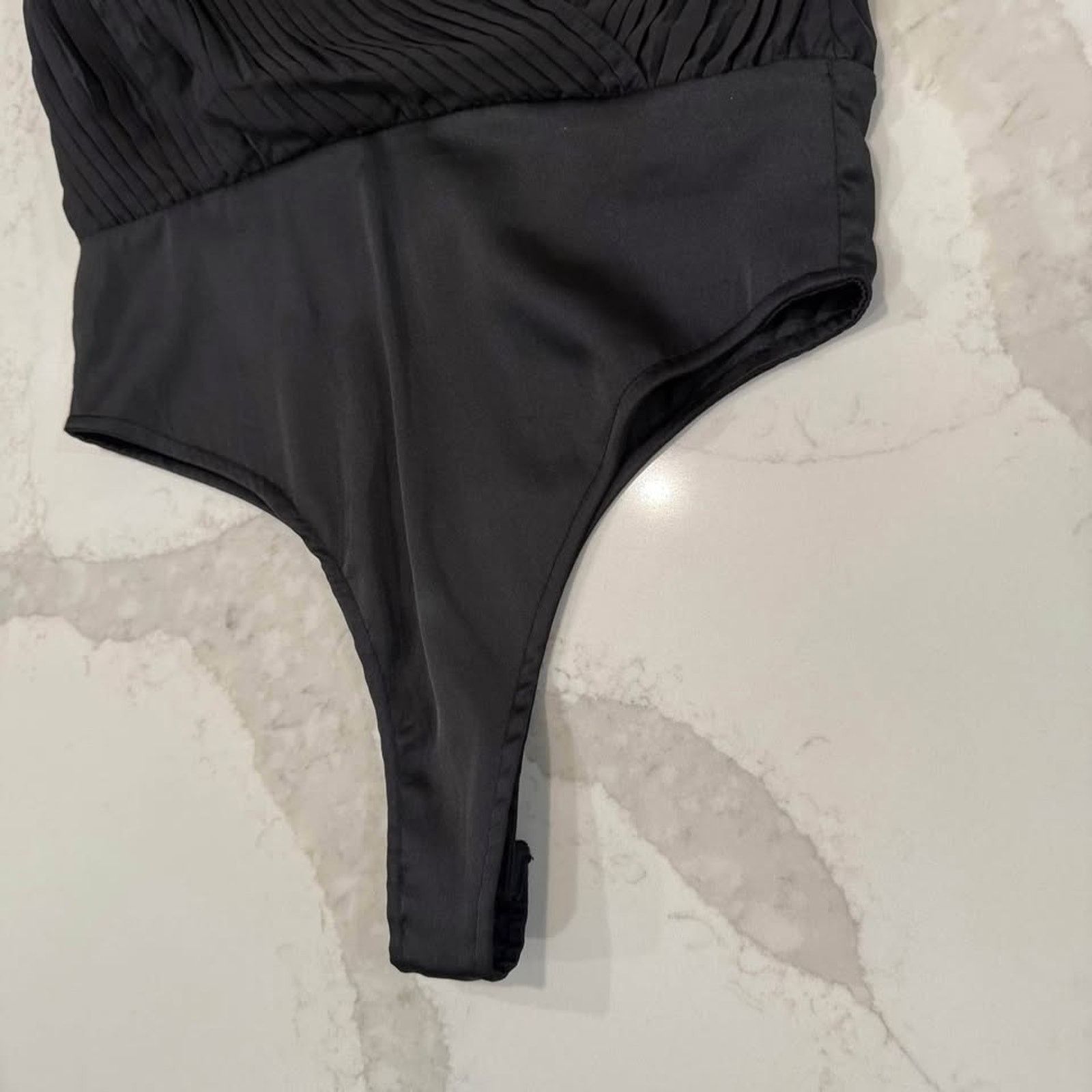 Zara Zara NWT Pleated Draped Plunge Bodysuit Womens XS Black Size XS / US 0-2 / IT 36-38 - 9 Thumbnail