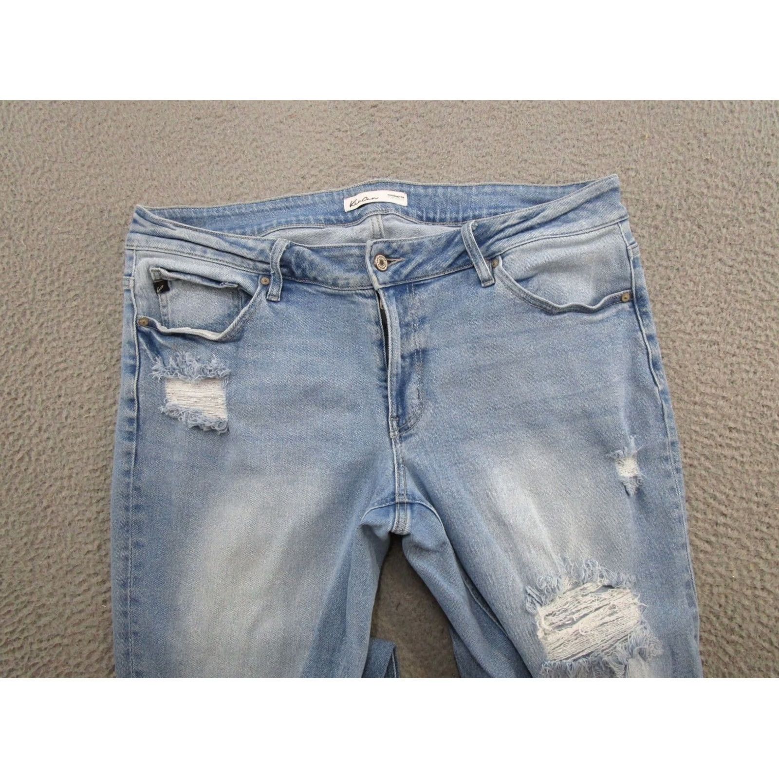 Vintage KanCan Jeans Distressed Straight Denim Blue 5-Pocket Plus 18 Medium Wash Womens Shoes? Size 40" / US 18 - 3 Thumbnail