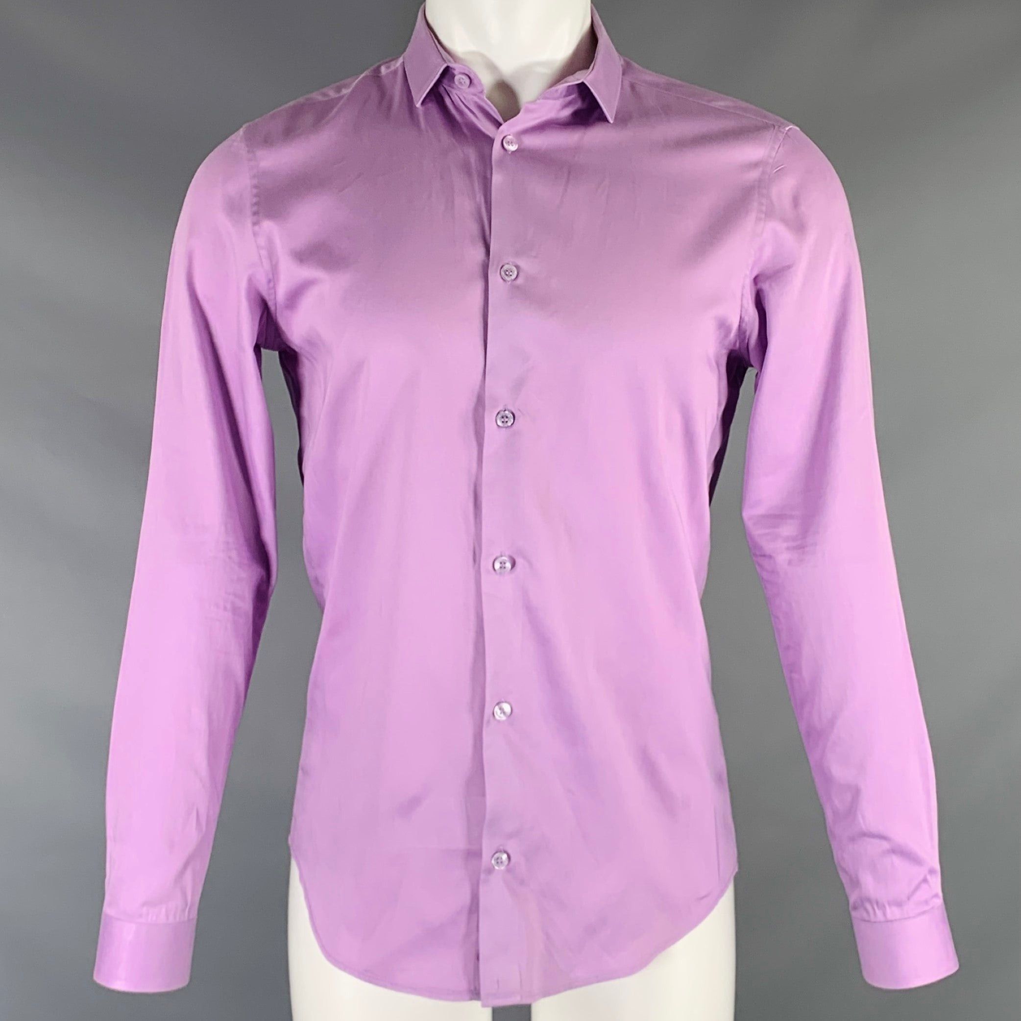 Image of Versace Purple Cotton Long Sleeve Shirt, Men's (Size Small)