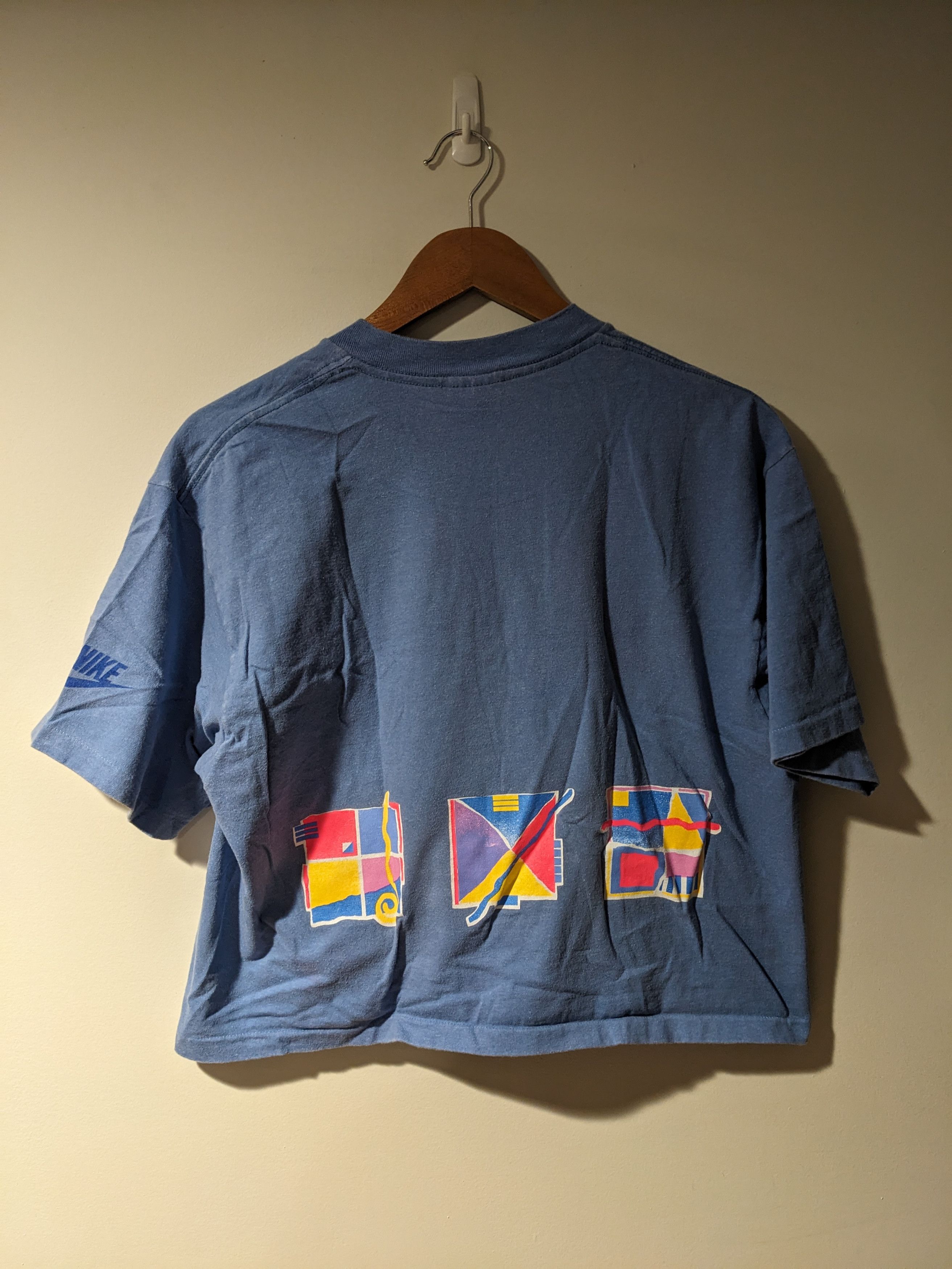 Nike × Vintage Vintage 90s Nike Swoosh Art Purple Medium Cropped T-Shirt Size M / US 6-8 / IT 42-44 - 7 Thumbnail
