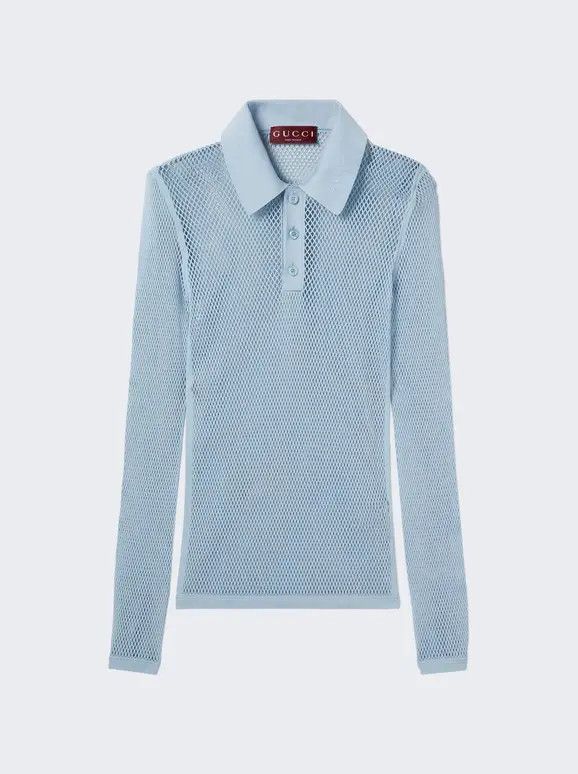 Gucci o1loc1c0226 821084 Embossed Technical Mesh Polo Top in Blue Size US XS / EU 42 / 0 - 1 Preview