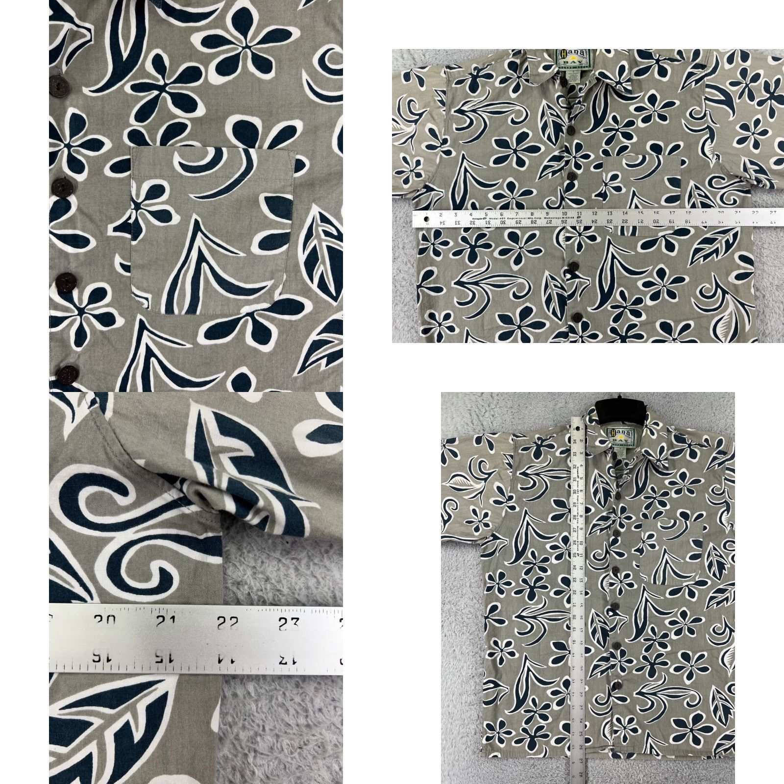 Pierre Cardin VINTAGE Pierre Cardin Shirt Adult Small Gray Floral 100% Cotton Button Up Hawaiian Size US L / EU 52-54 / 3 - 8 Thumbnail