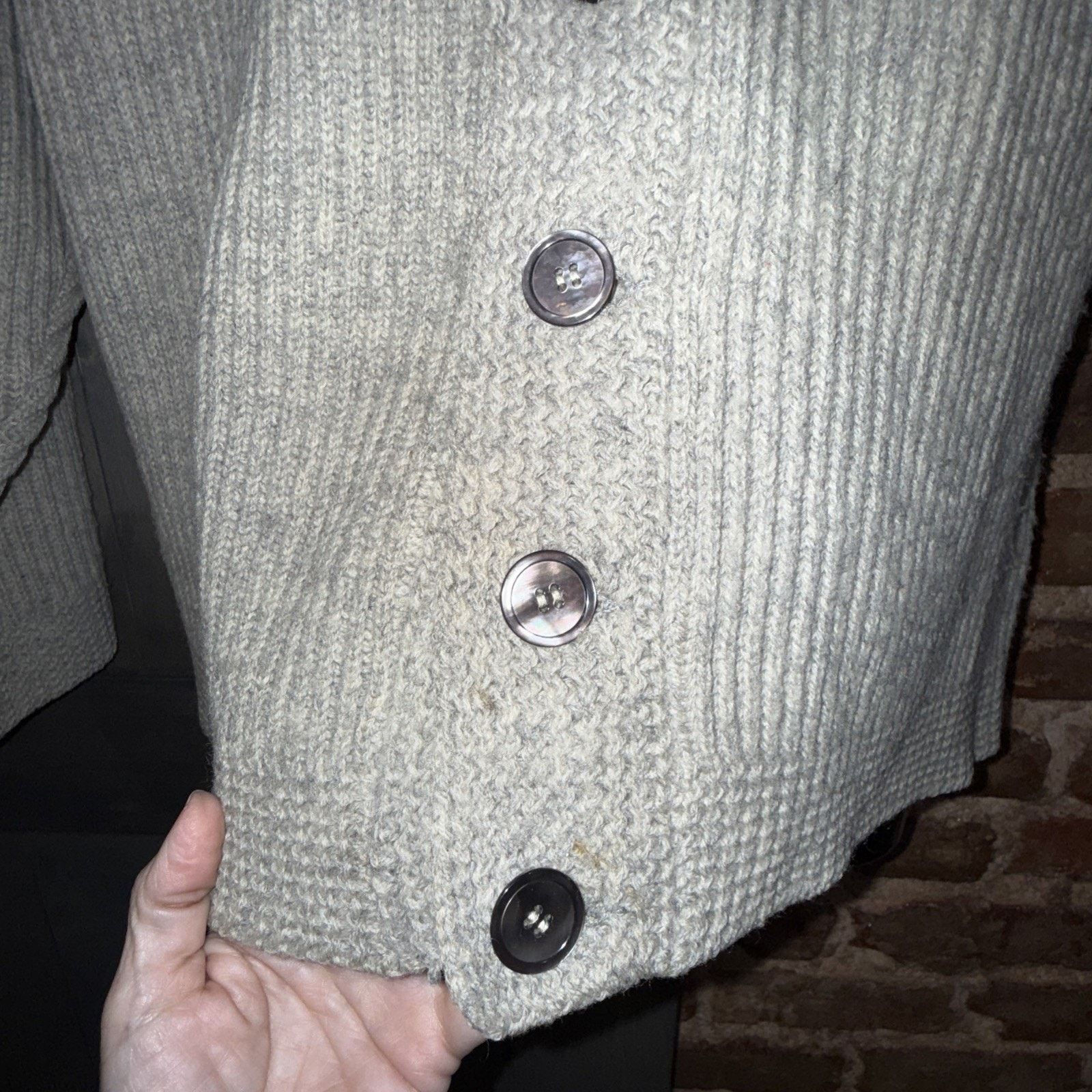 Other Vintage Wool Men's L Gray Ribbed Grandpa Cardigan Sweater Size US L / EU 52-54 / 3 - 2 Thumbnail
