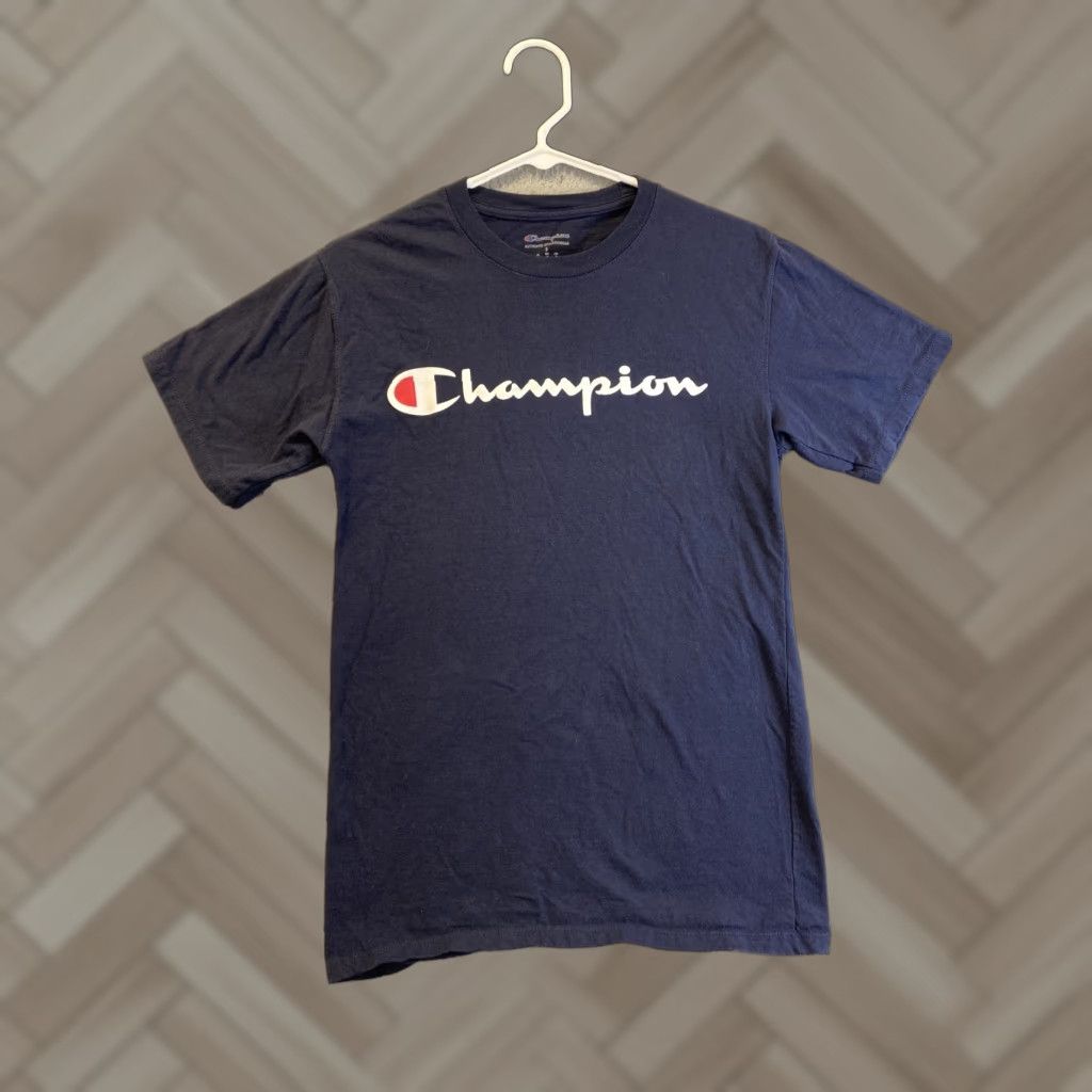 Champion Champion Shirt Mens S Blue Spell Out Logo Short Sleeve Casual Graphic /36-78 Size US S / EU 44-46 / 1 - 1 Thumbnail