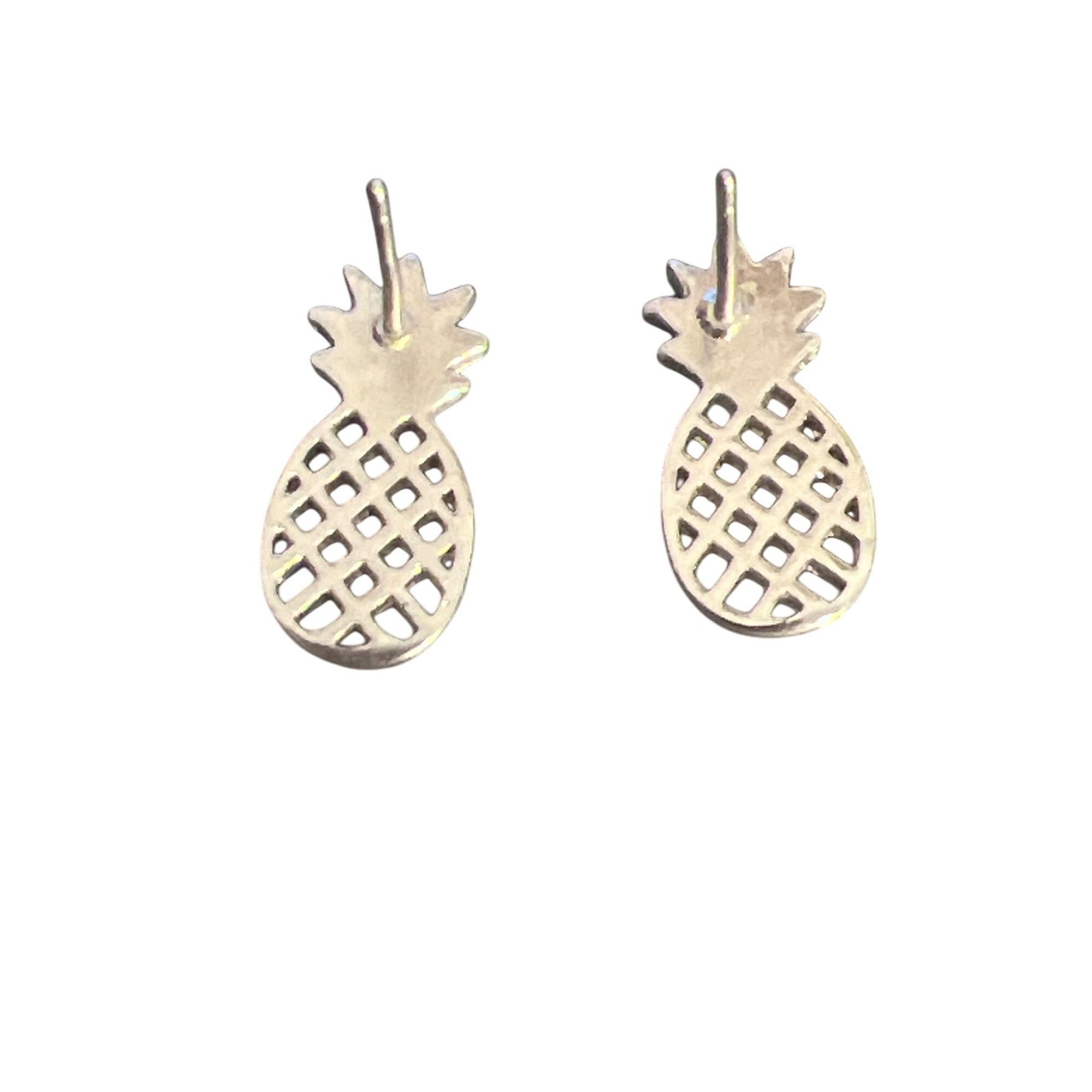 Other Vintage Silver Tone Pineapple Stud Earrings Openwork Pierced Size ONE SIZE - 3 Thumbnail
