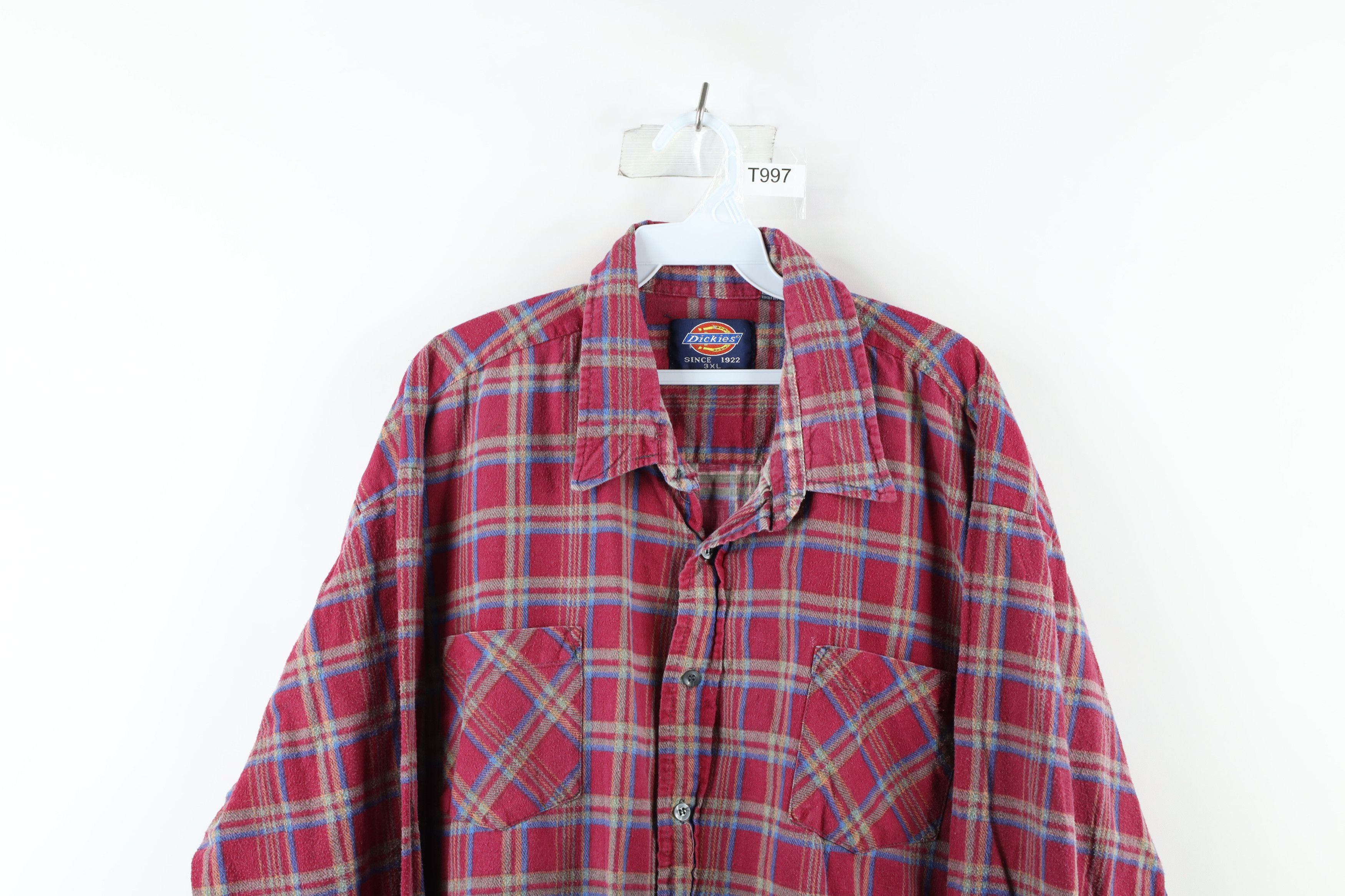 Vintage Vintage 90s Dickies Collared Flannel Button Shirt Plaid Size US XXL / EU 58 / 5 - 2 Thumbnail
