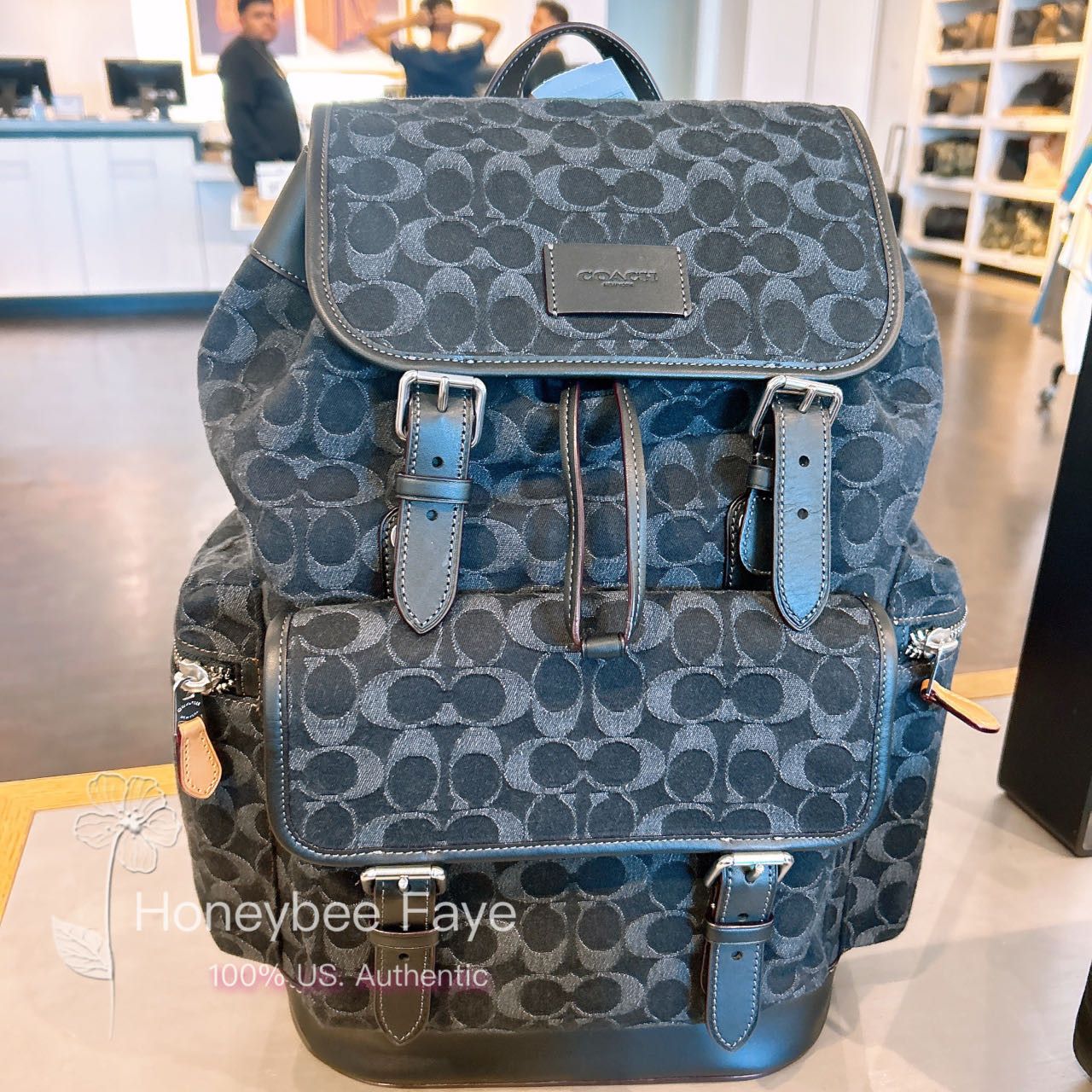 image of NWT Coach Sprint Backpack In Signature Denim Co933 in Silver/Black, Men's