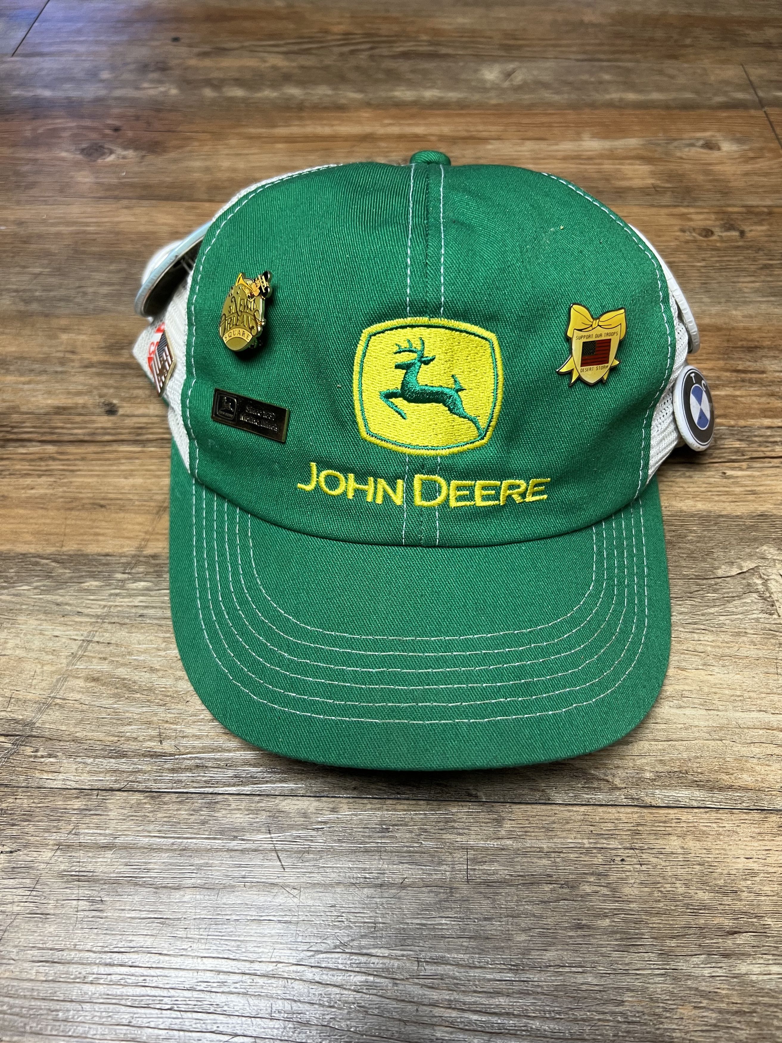 John Deere Vintage John Deere Green + White 6 Panel Snapback Hat w Pins Size ONE SIZE - 7 Thumbnail