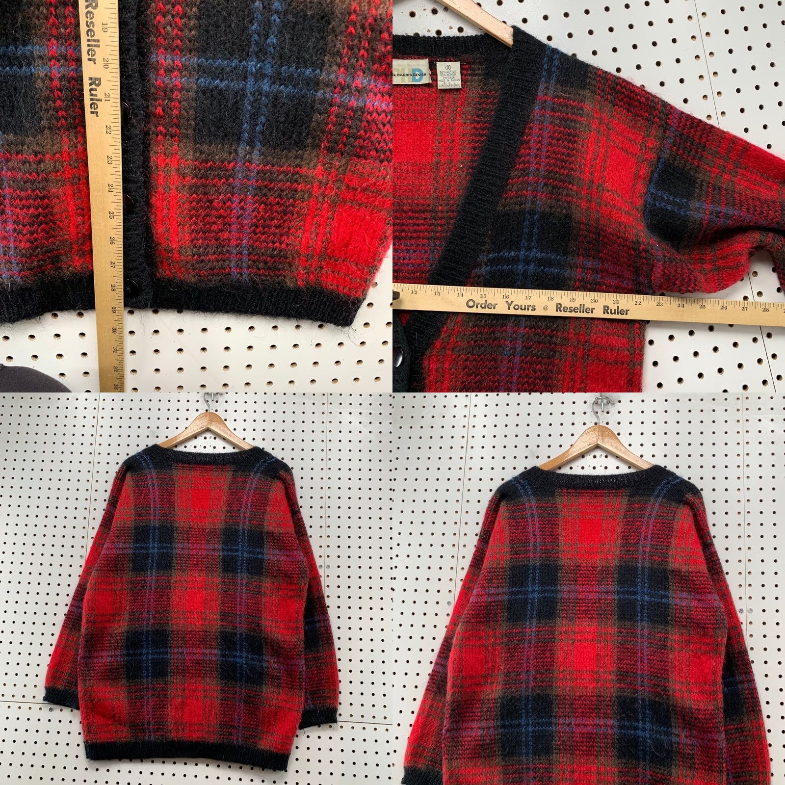 Vintage Vintage Paul Harris Design Mohair Cardigan Sweater Womens Small Red Black Size S / US 4 / IT 40 - 8 Thumbnail