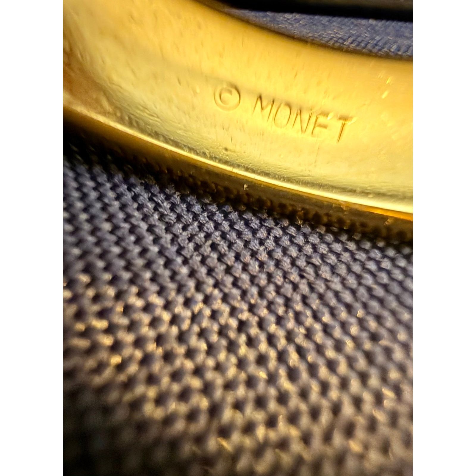 Other Vintage Signed Monet Gold Tone Bangle Bracelet 7.75” Size ONE SIZE - 3 Thumbnail