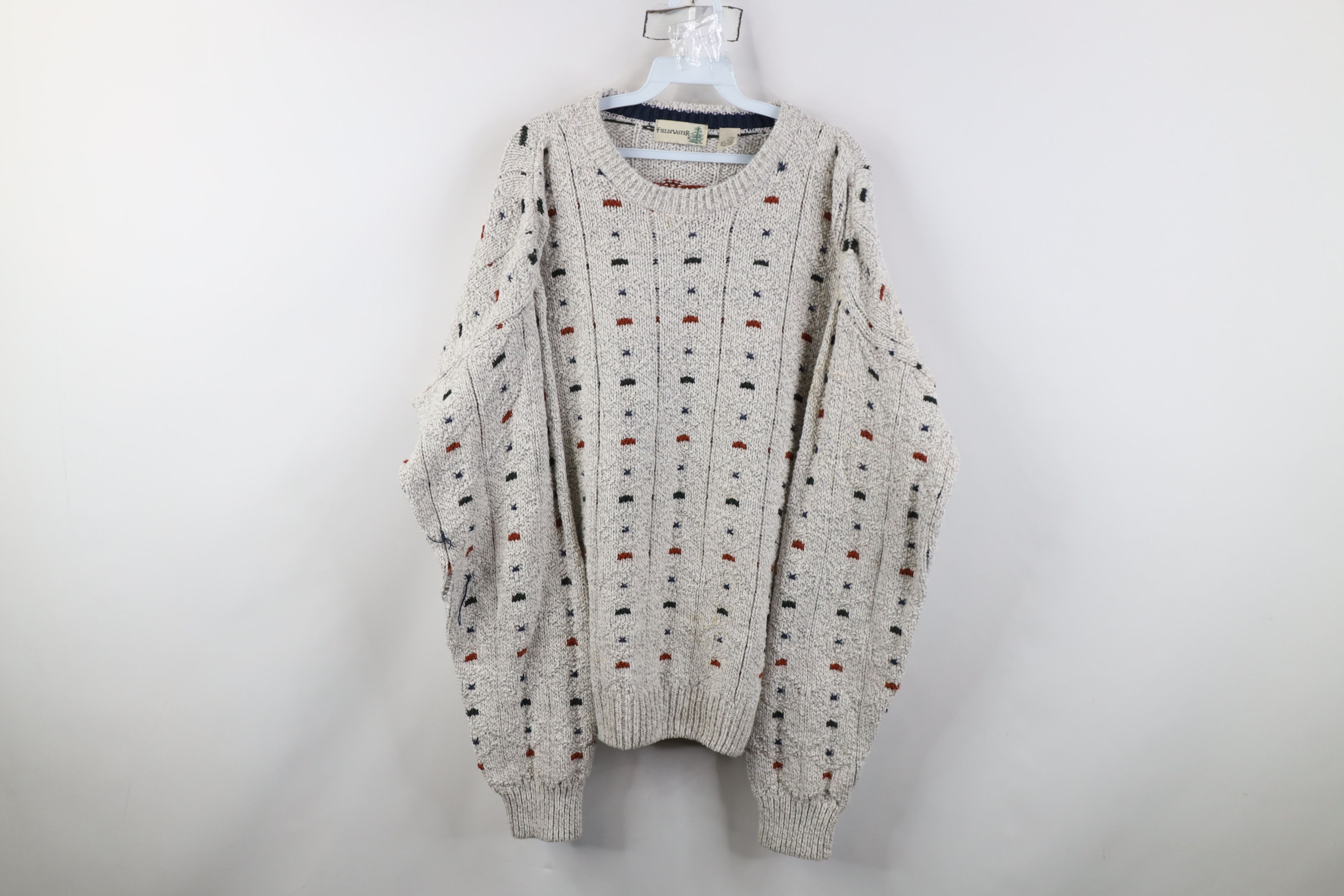 Vintage Vintage 90s Streetwear Cotton Geometric Knit Sweater USA Size US L / EU 52-54 / 3 - 1 Thumbnail