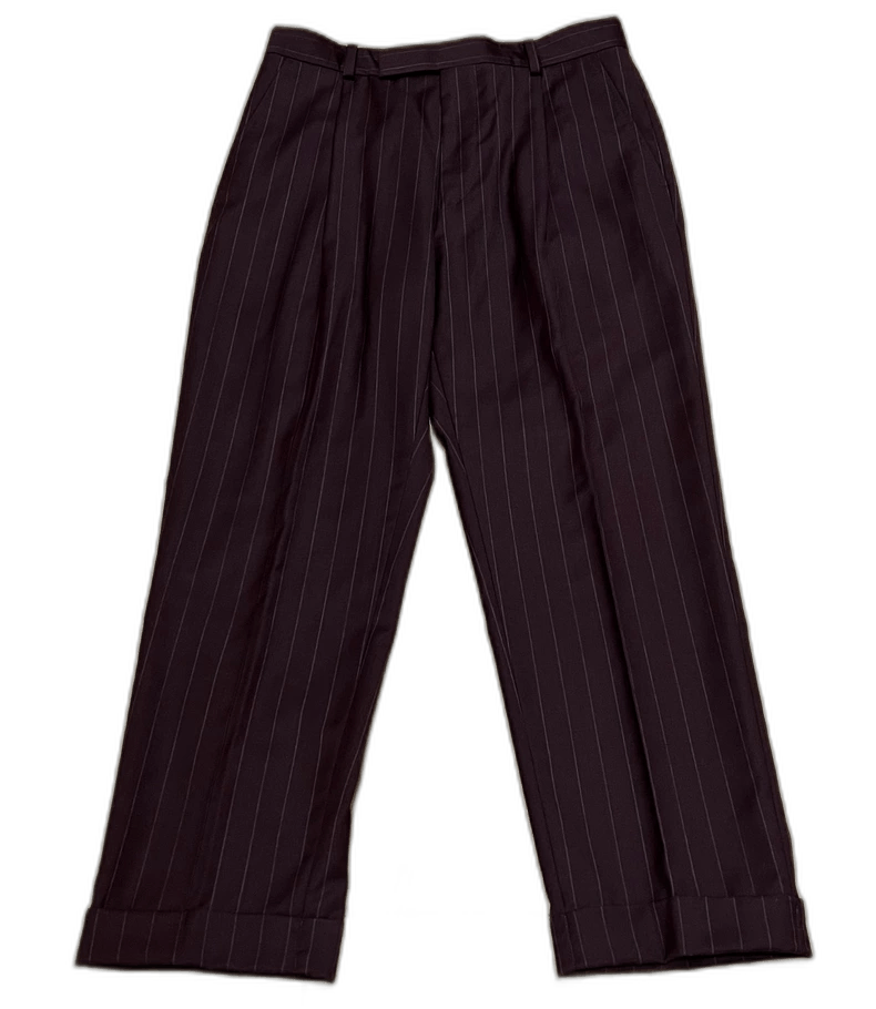 WACKOMARIA STRIPED PLEATED TROUSERS