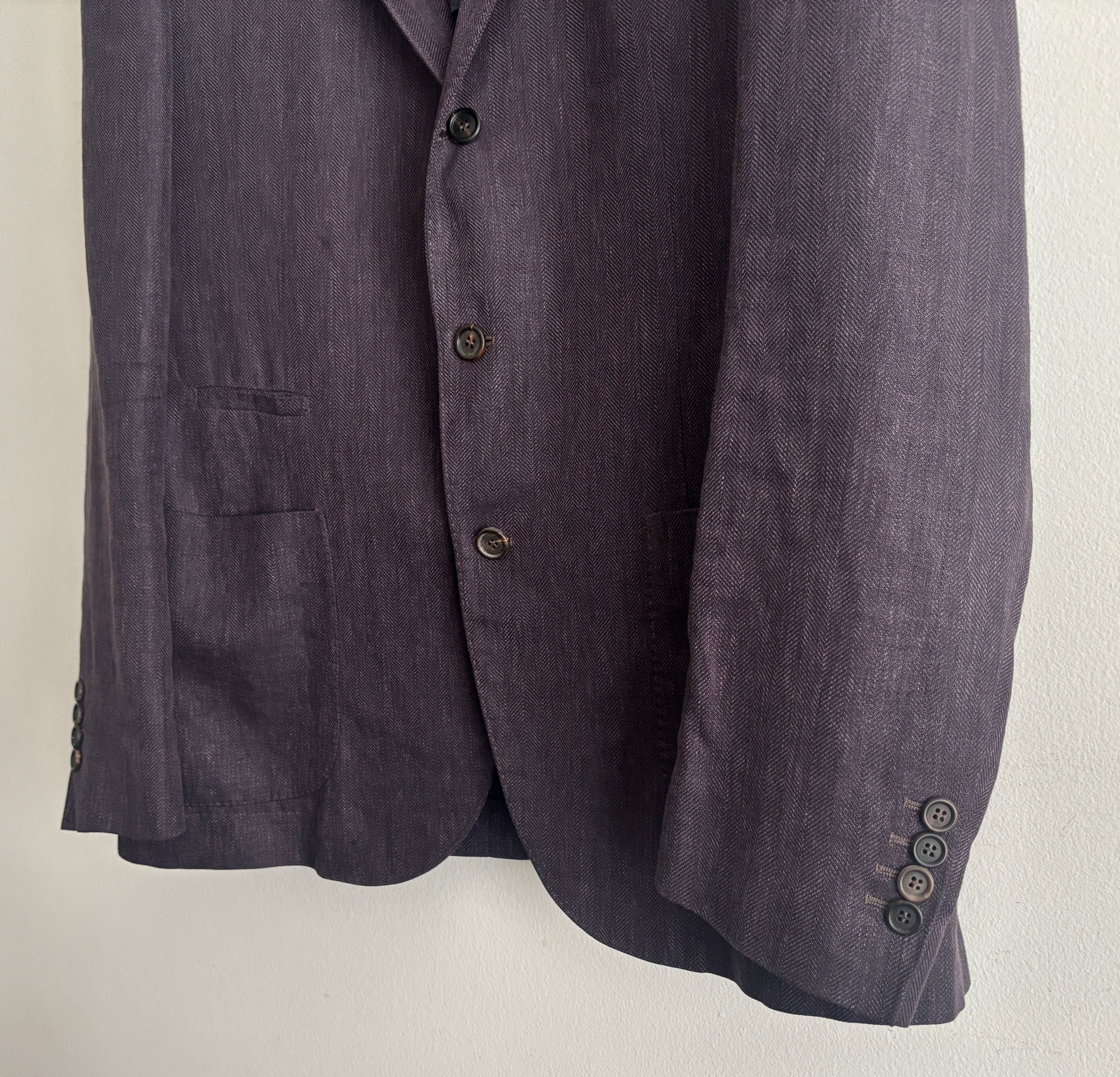 Brunello Cucinelli Unstructured Dark Plum/ Wine Wool Silk Linen Sport Coat 48 Size 48R - 6 Thumbnail
