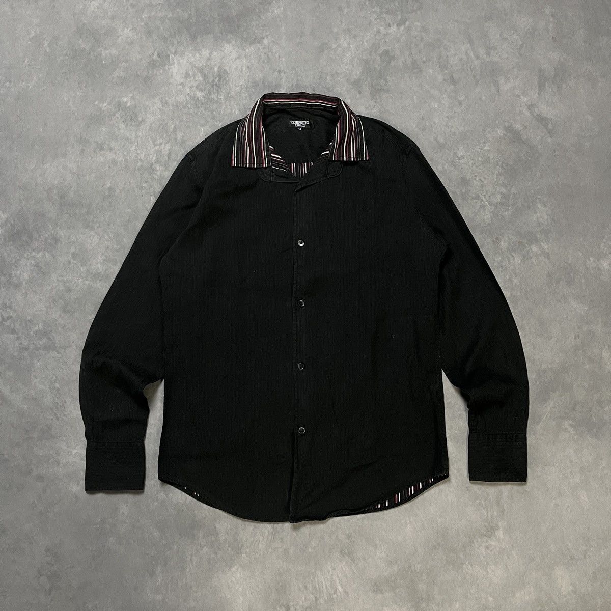 Tornado Mart TORNADO MART TEXTURED SHIRT STRIPED COLLAR DESIGNER Y2K Size US M / EU 48-50 / 2 - 2 Thumbnail