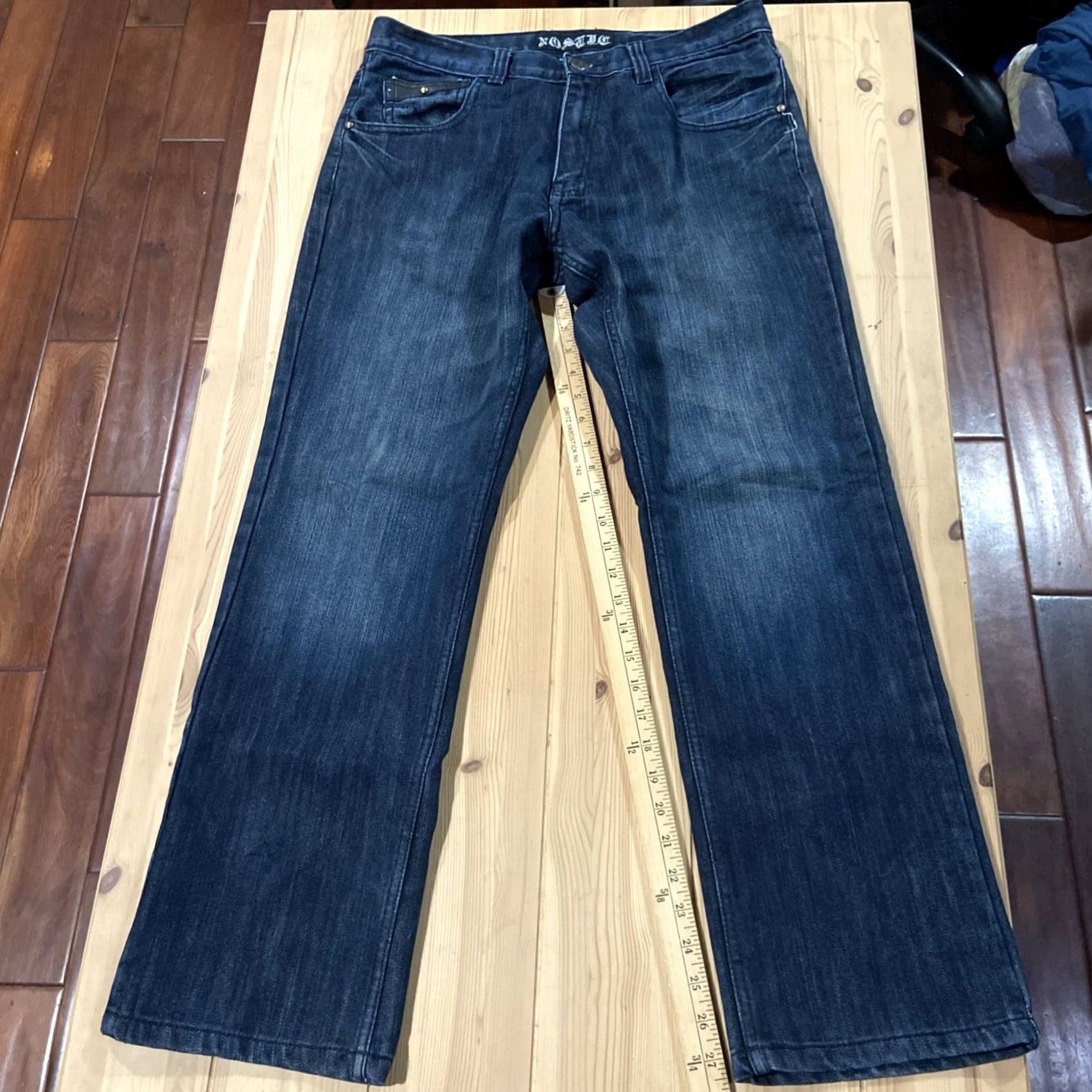Denime Nostic Jeans Men's 34x32 Dark Wash Denim Regular 5-Pocket Zipper Button Straight Hip Hop Streetwear Y2K 90s Rock City Baggy? Size US 34 / EU 50 - 4 Thumbnail