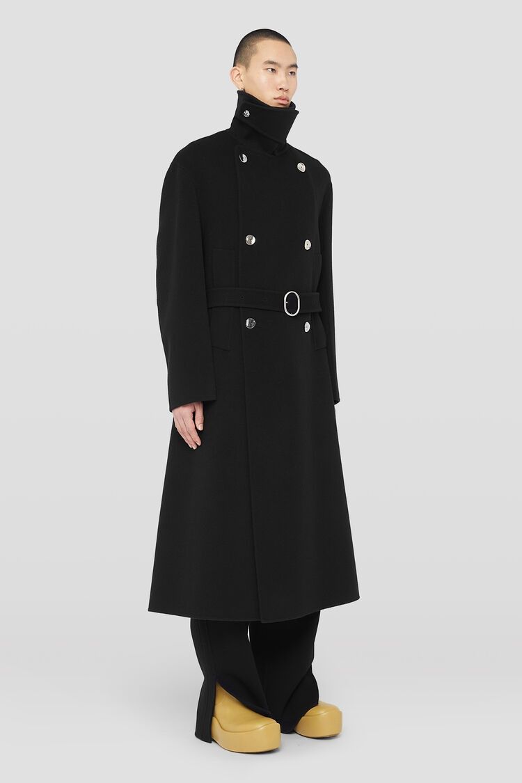 Jil Sander o1mt1gz0625 Double-Breasted Coat in Black Size US L / EU 52-54 / 3 - 3 Thumbnail