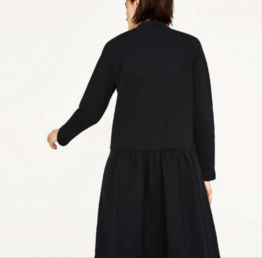 Zara ZARA Long Sleeve Sweater Dress Big Hoop Zipper Ruched Vneck Size S / US 4 / IT 40 - 5 Thumbnail