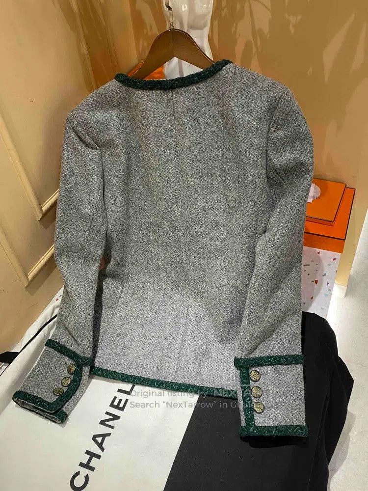 Chanel Chanel 15 Salzburg grey green tweed coat Size XS / US 0-2 / IT 36-38 - 4 Thumbnail
