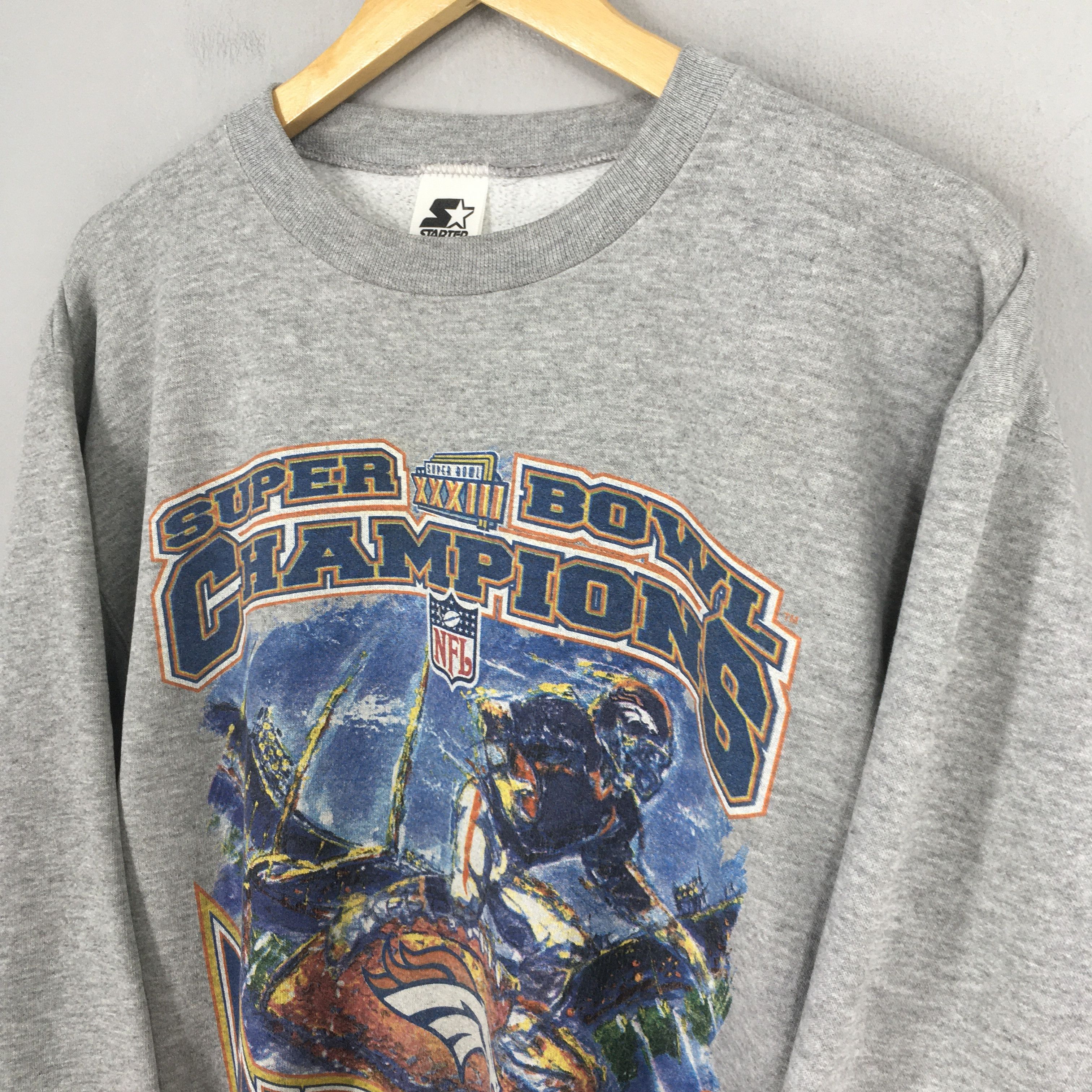 NFL × Starter × Vintage Vintage Denver Broncos Rugby NFL Gray Sweater Medium Size US M / EU 48-50 / 2 - 3 Thumbnail
