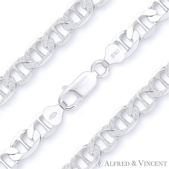 Mariner Pave Link Chain Necklace in .925 Sterling Silver
