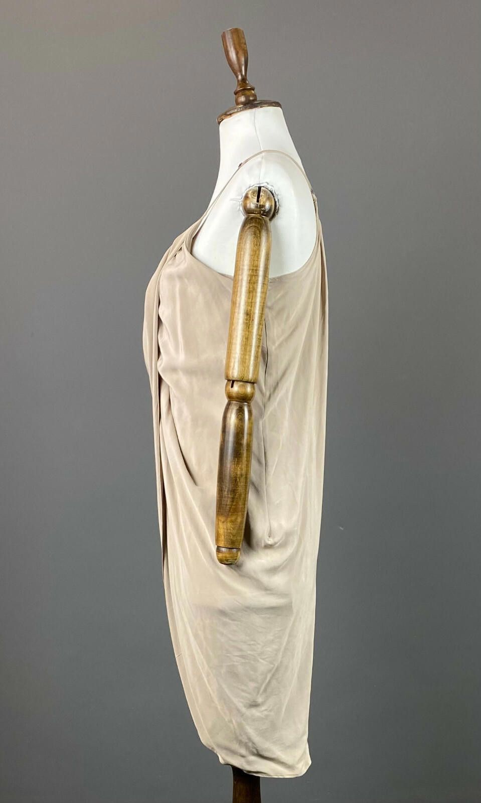 Designer Anine Bing Beige Silk Designer Open Shoulder Dress Size XS Size XS / US 0-2 / IT 36-38 - 3 Thumbnail