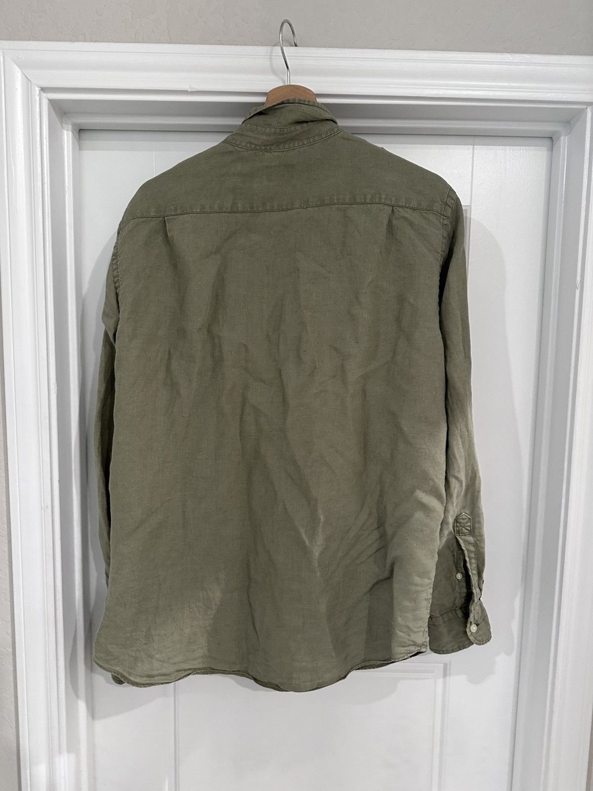 J.Crew Jcrew Olive Linen button up Size US L / EU 52-54 / 3 - 4 Thumbnail