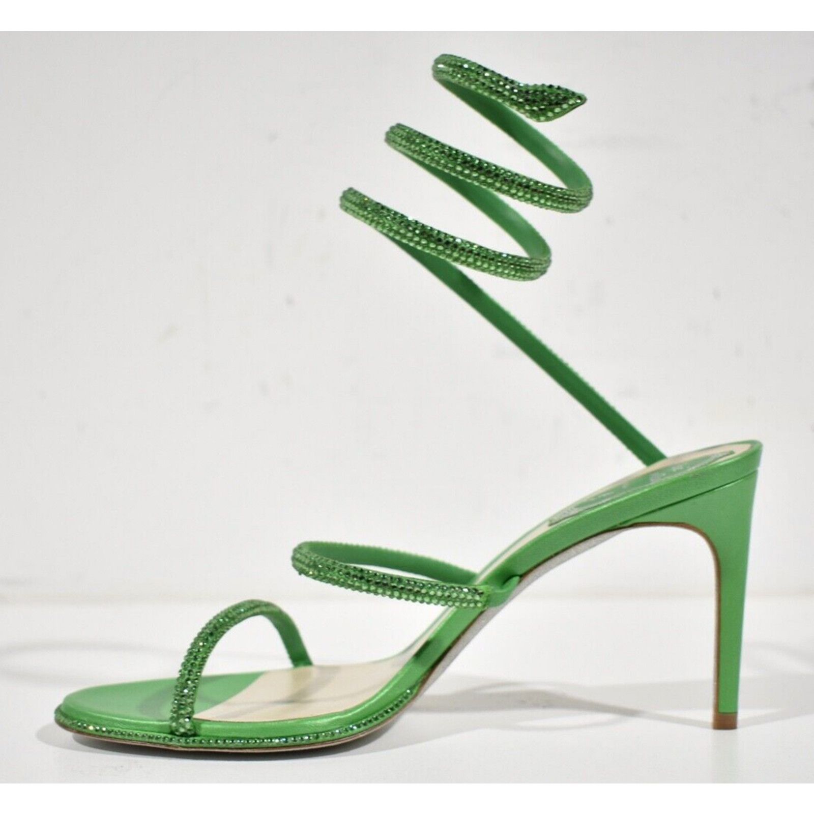Rene Caovilla Cleo 80 Crystal Snake Ankle Wrap Strap Sandal Heel Pump 37.5 Size US 7.5 / IT 37.5 - 6 Thumbnail
