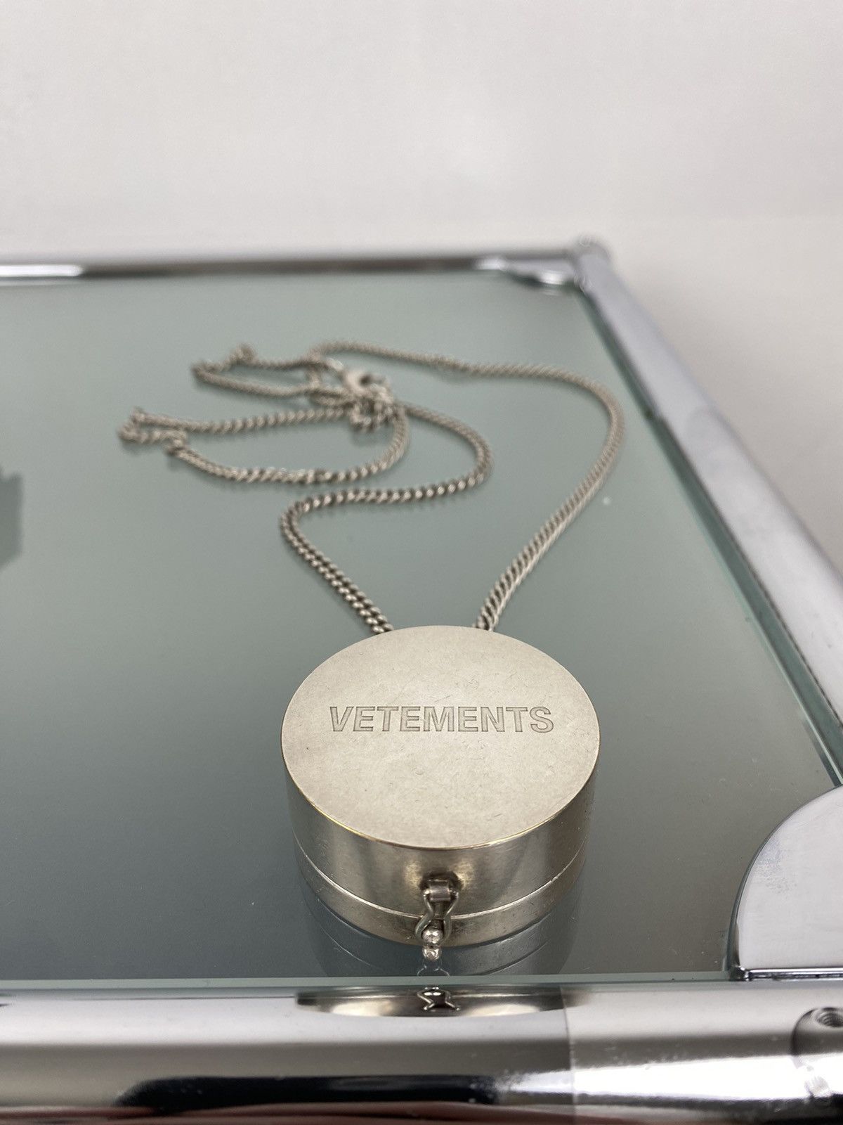image of Vetements Fw19 Stoner Weed Grinder Necklace Chain in Silver, Men's