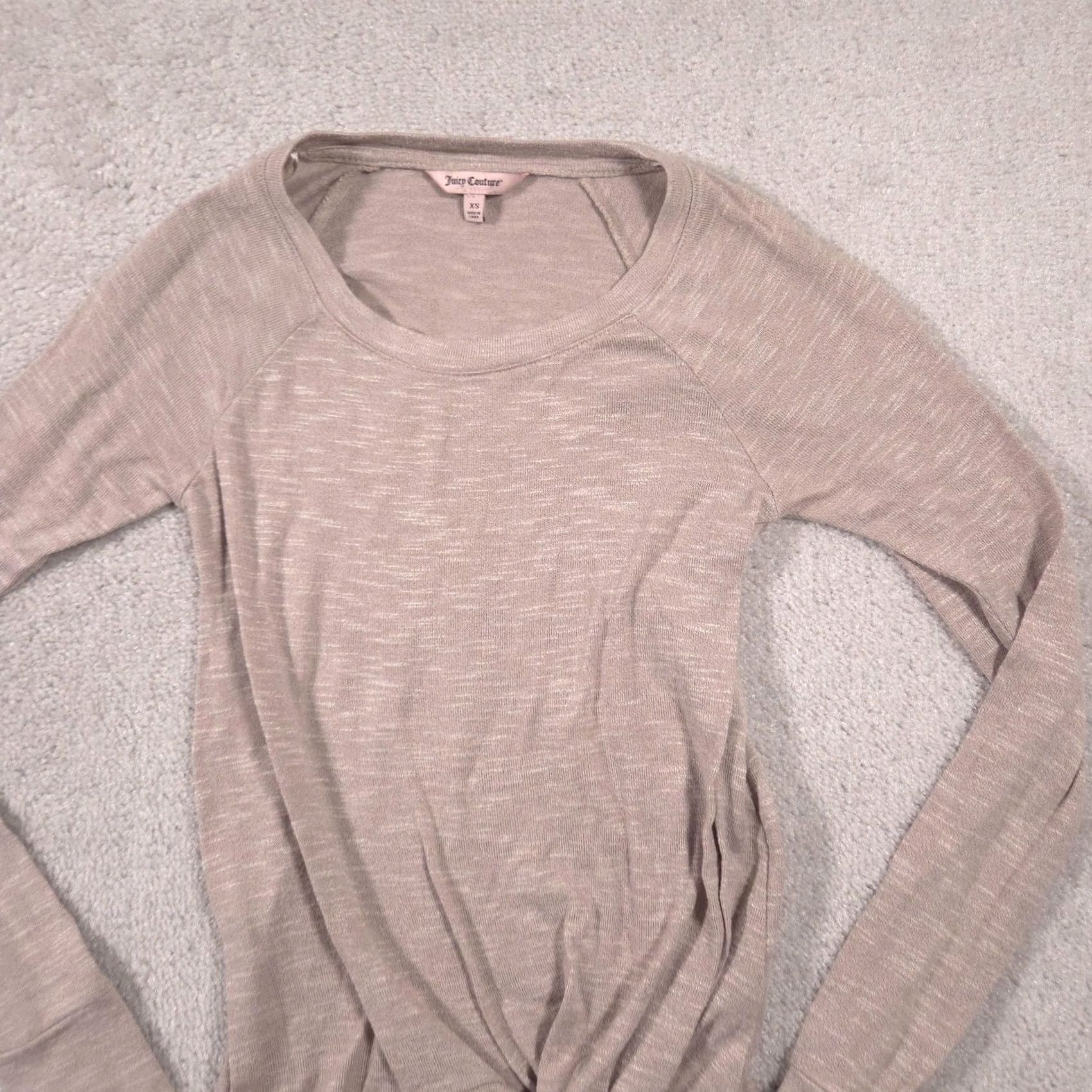 Juicy Couture Juicy Couture Shirt Womens XS Beige Twist Front Scoop Neck Long Sleeve Top Size XS / US 0-2 / IT 36-38 - 3 Thumbnail