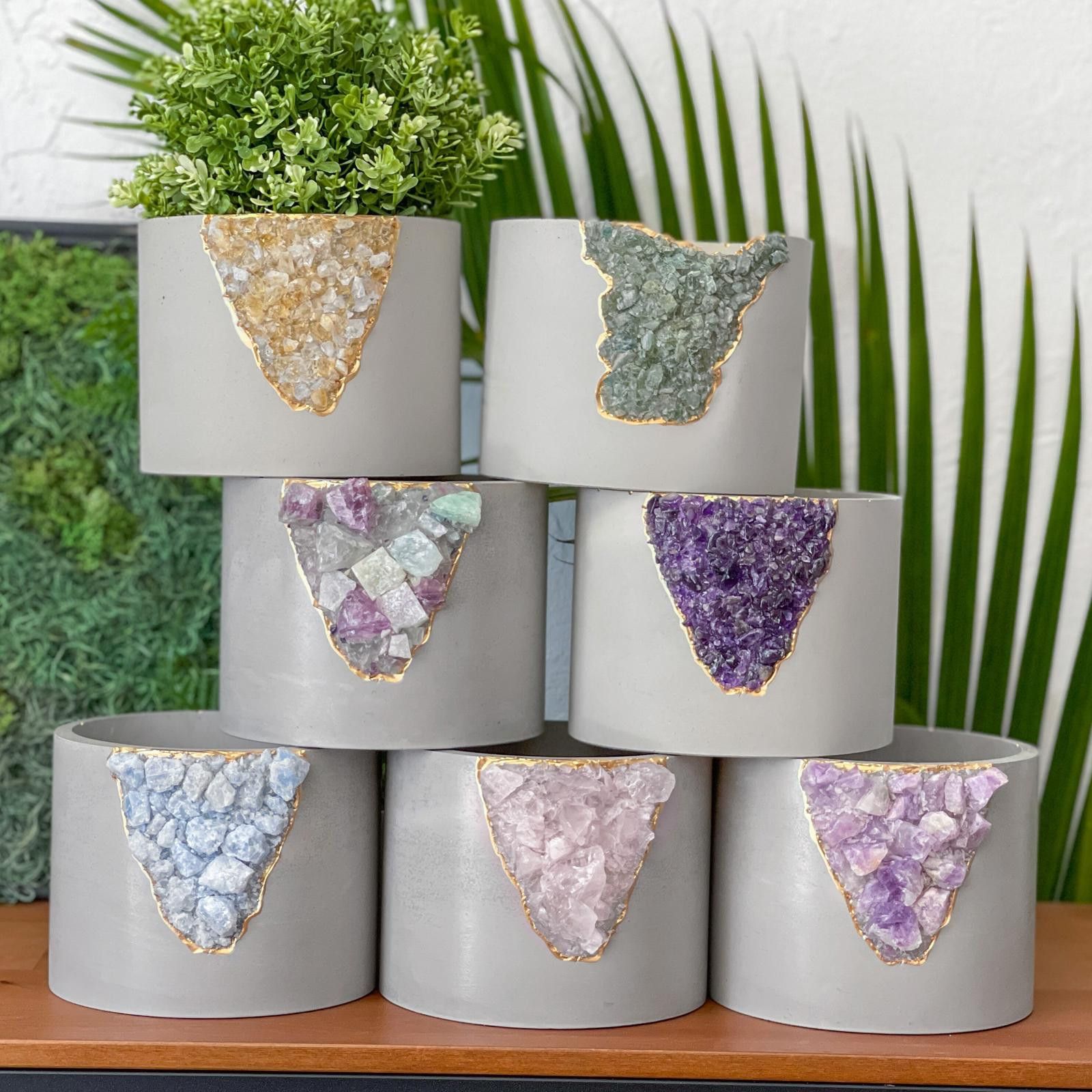 Other Large Geode Planter Big Rainbow Fluorite Crystal Planter Pot Size ONE SIZE - 7 Thumbnail