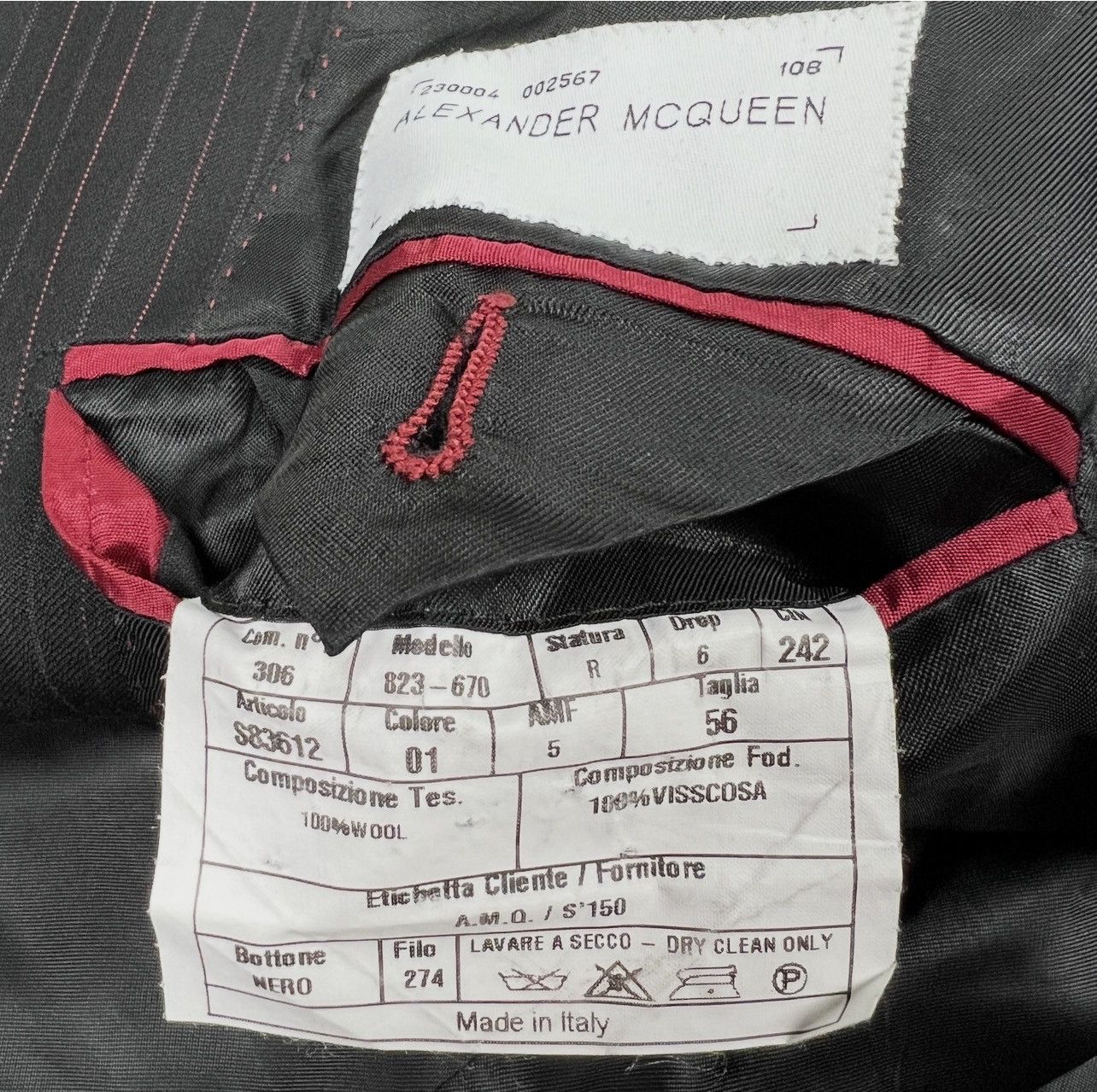 Alexander McQueen Vintage Alexander McQueen Men’s Suit Pinstripe 100% Wool Size 46R - 6 Thumbnail